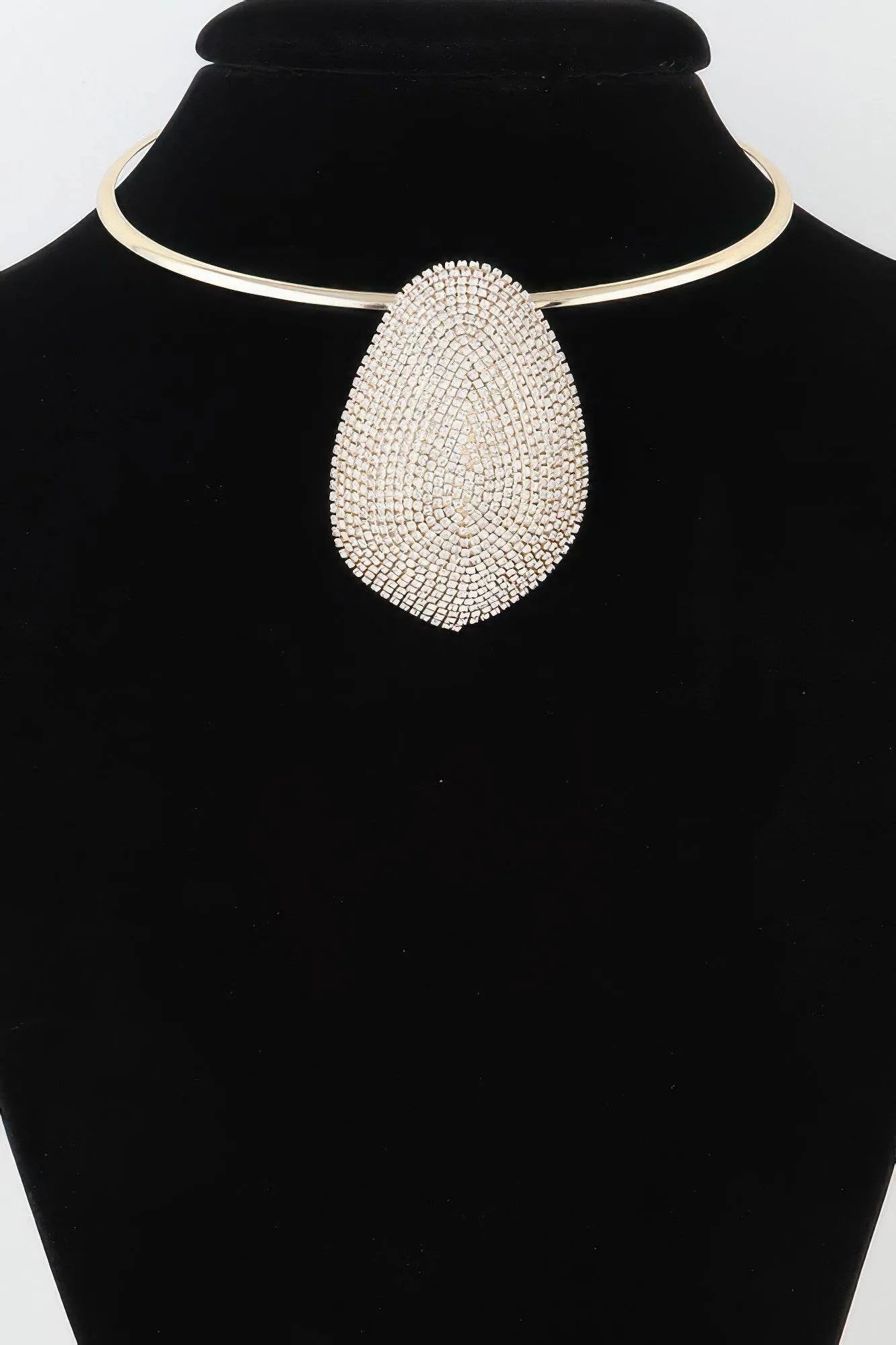 Rhinestone Plate Choker Necklace - Bona Fide Fashion