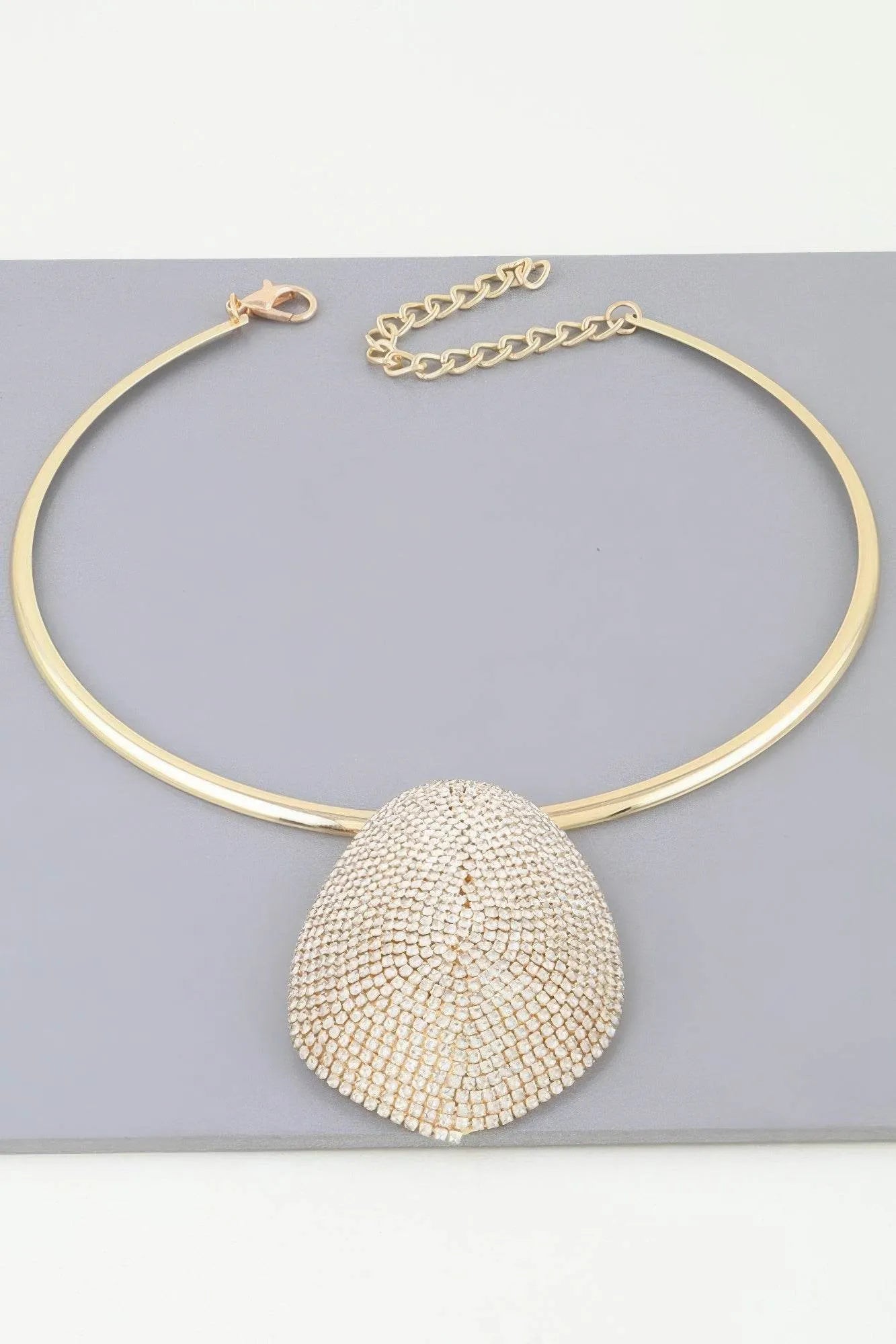 Rhinestone Plate Choker Necklace - Bona Fide Fashion