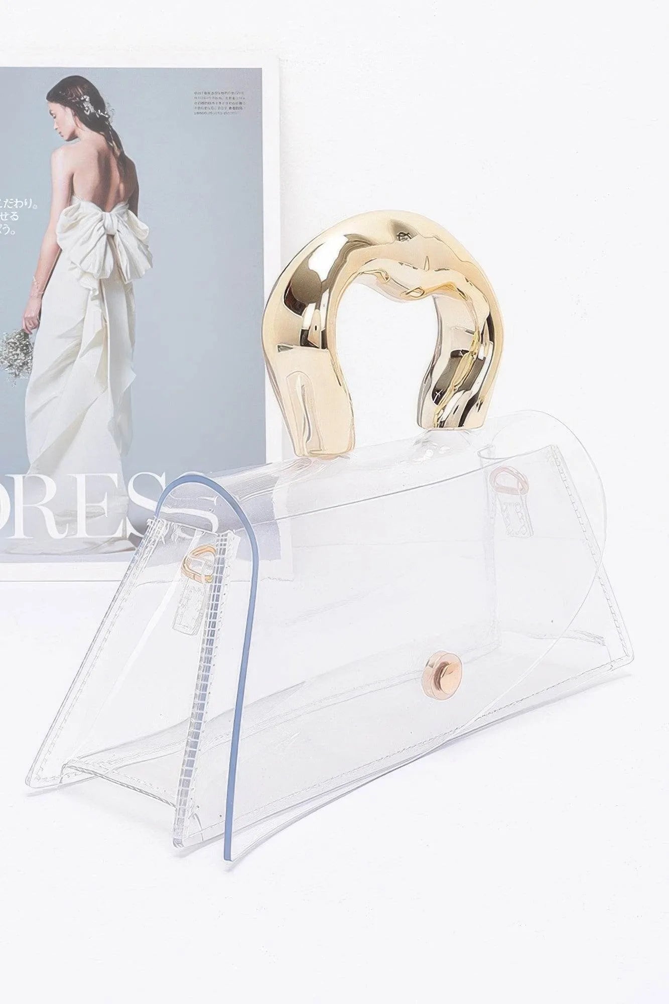 Pvc Clear Metal Handle Flap Bag - Bona Fide Fashion