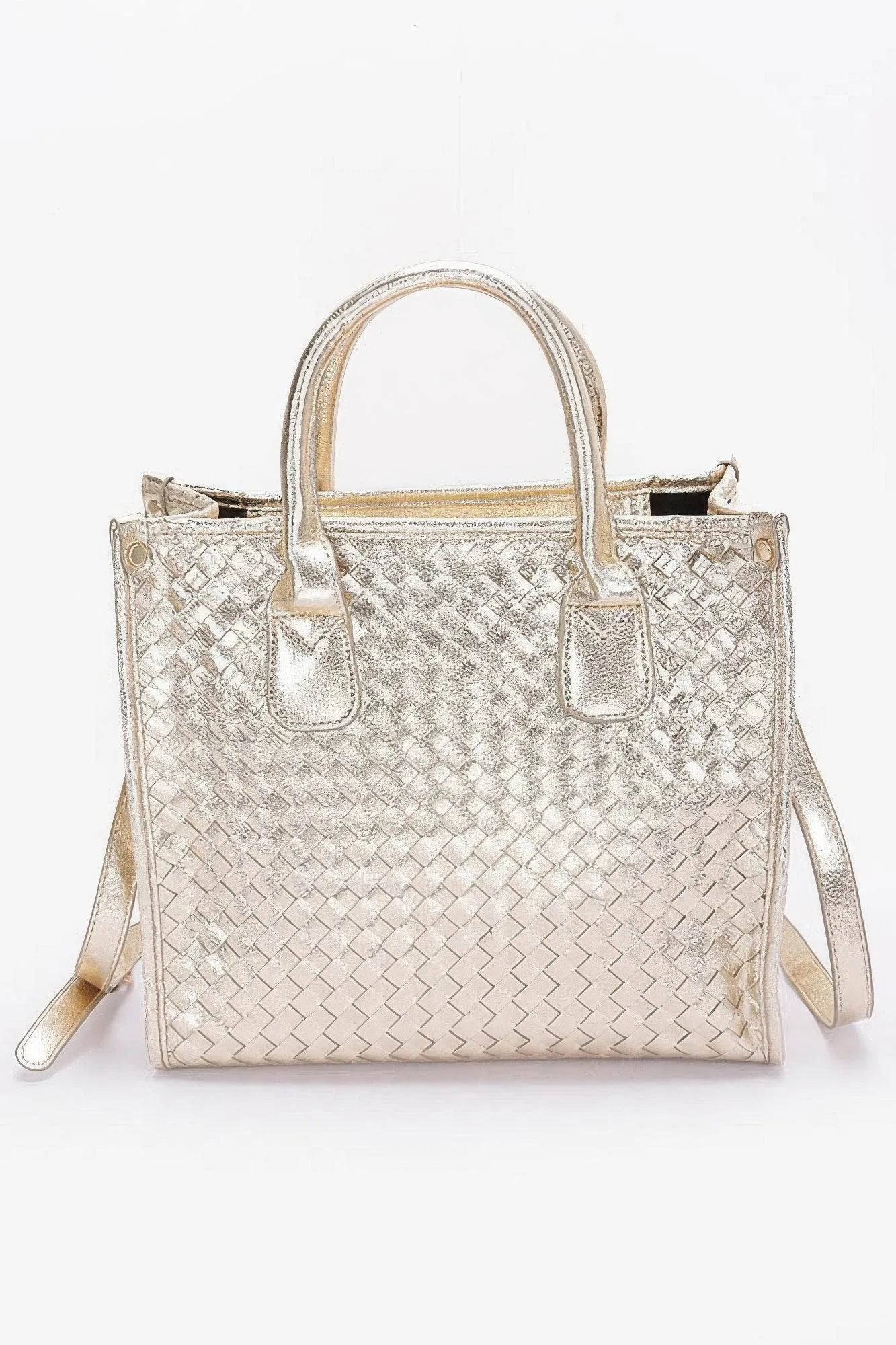 Metallic Braided Tote Bag - Bona Fide Fashion