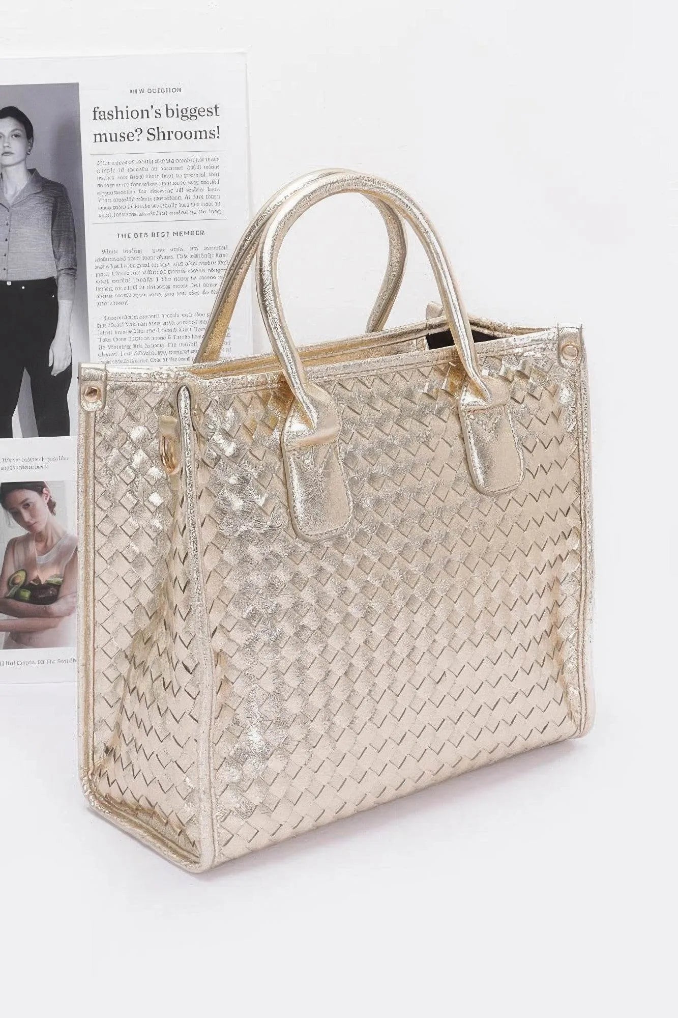 Metallic Braided Tote Bag - Bona Fide Fashion