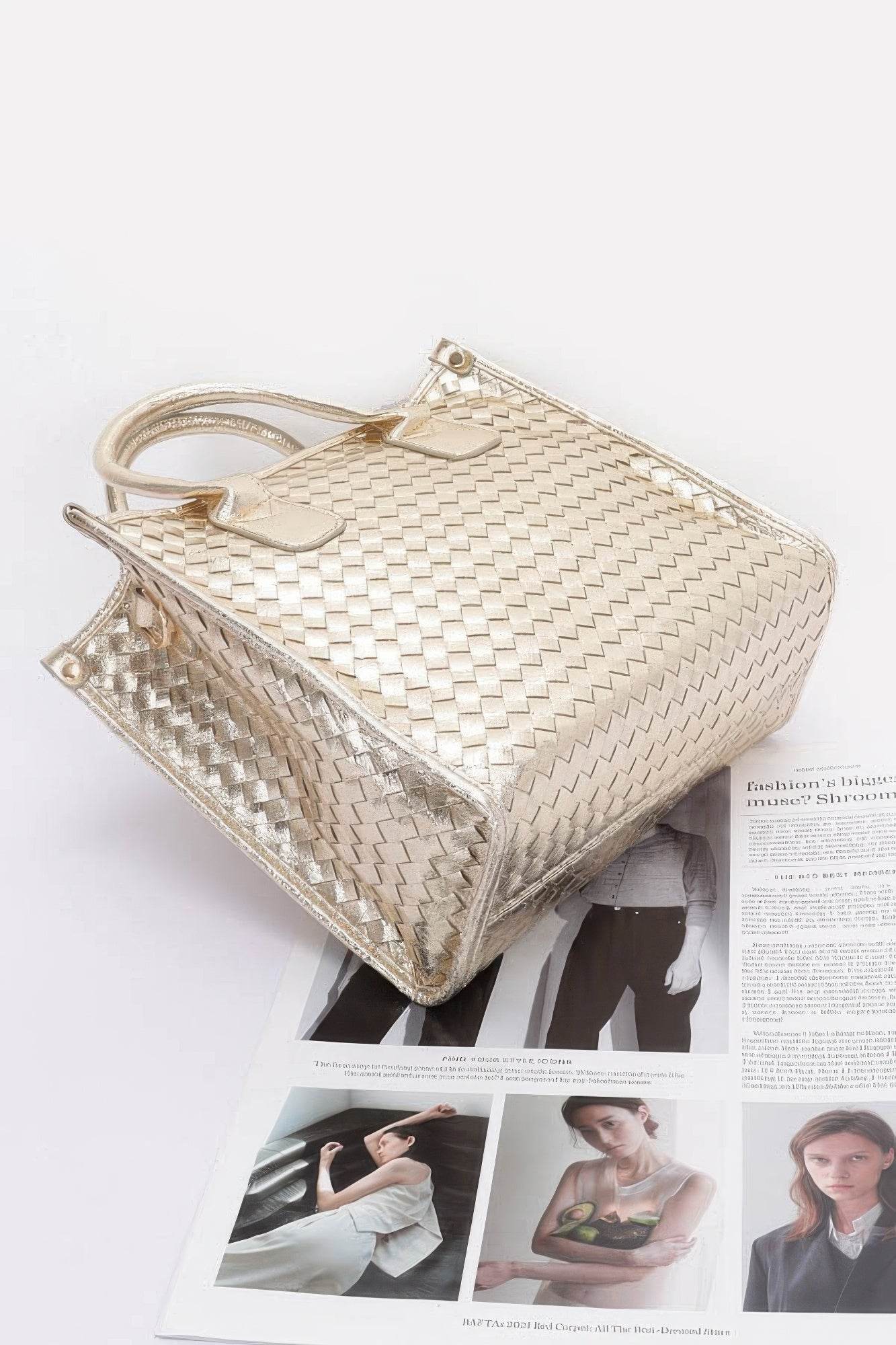Metallic Braided Tote Bag - Bona Fide Fashion