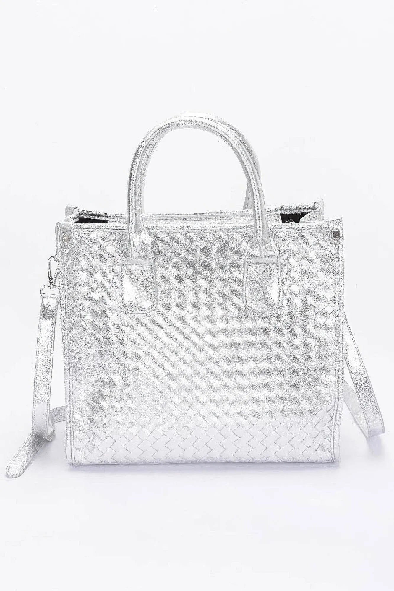 Metallic Braided Tote Bag - Bona Fide Fashion