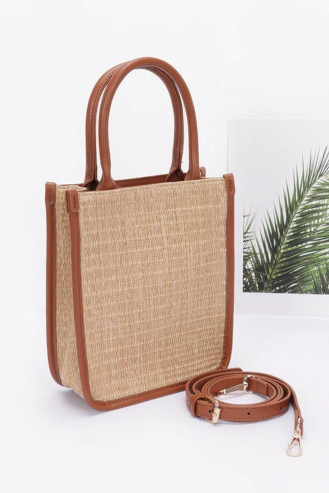 Faux Straw Tote Bag - Bona Fide Fashion