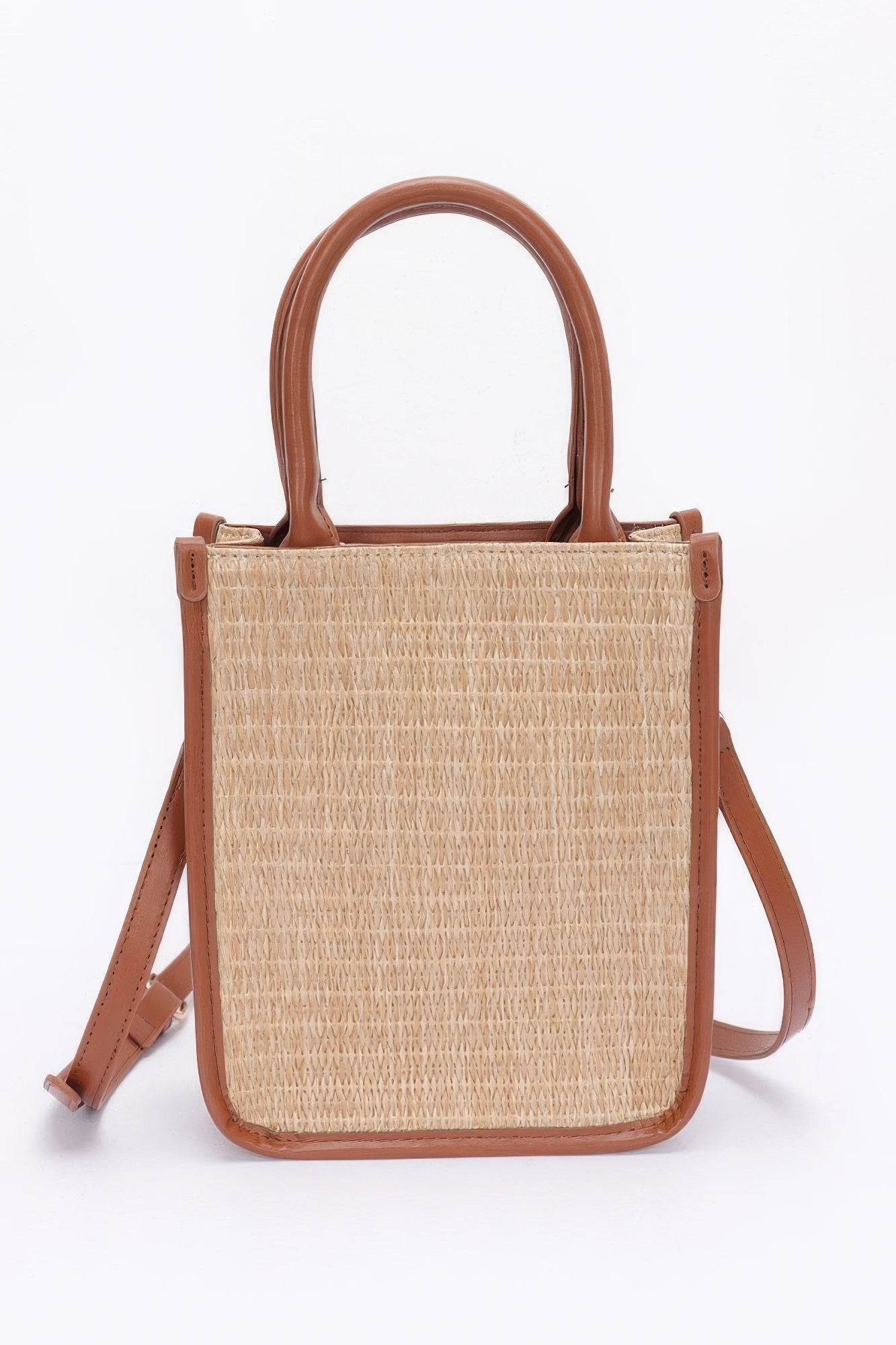 Faux Straw Tote Bag - Bona Fide Fashion