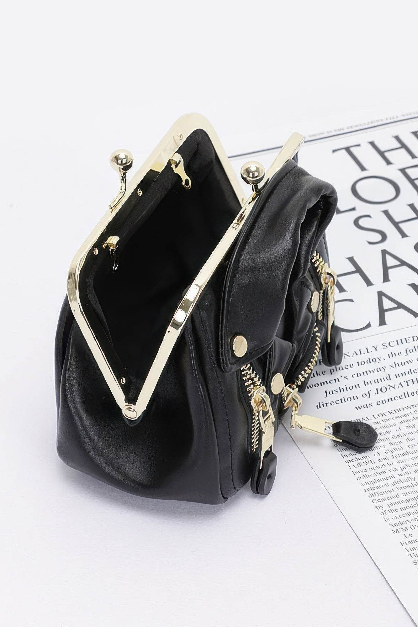 Faux Leather Jacket Style Crossbody Bag - Bona Fide Fashion