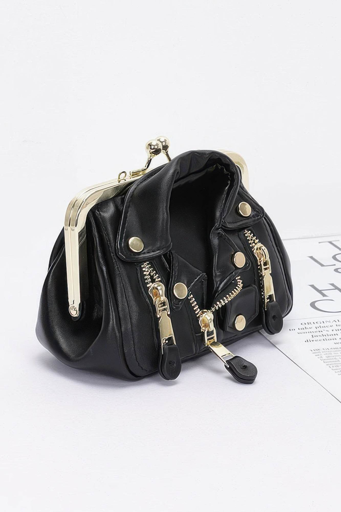 Faux Leather Jacket Style Crossbody Bag - Bona Fide Fashion