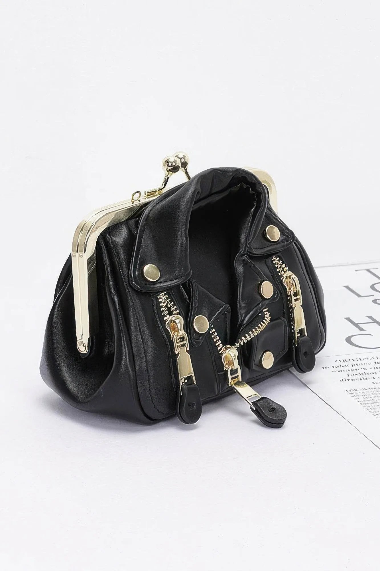 Faux Leather Jacket Style Crossbody Bag - Bona Fide Fashion