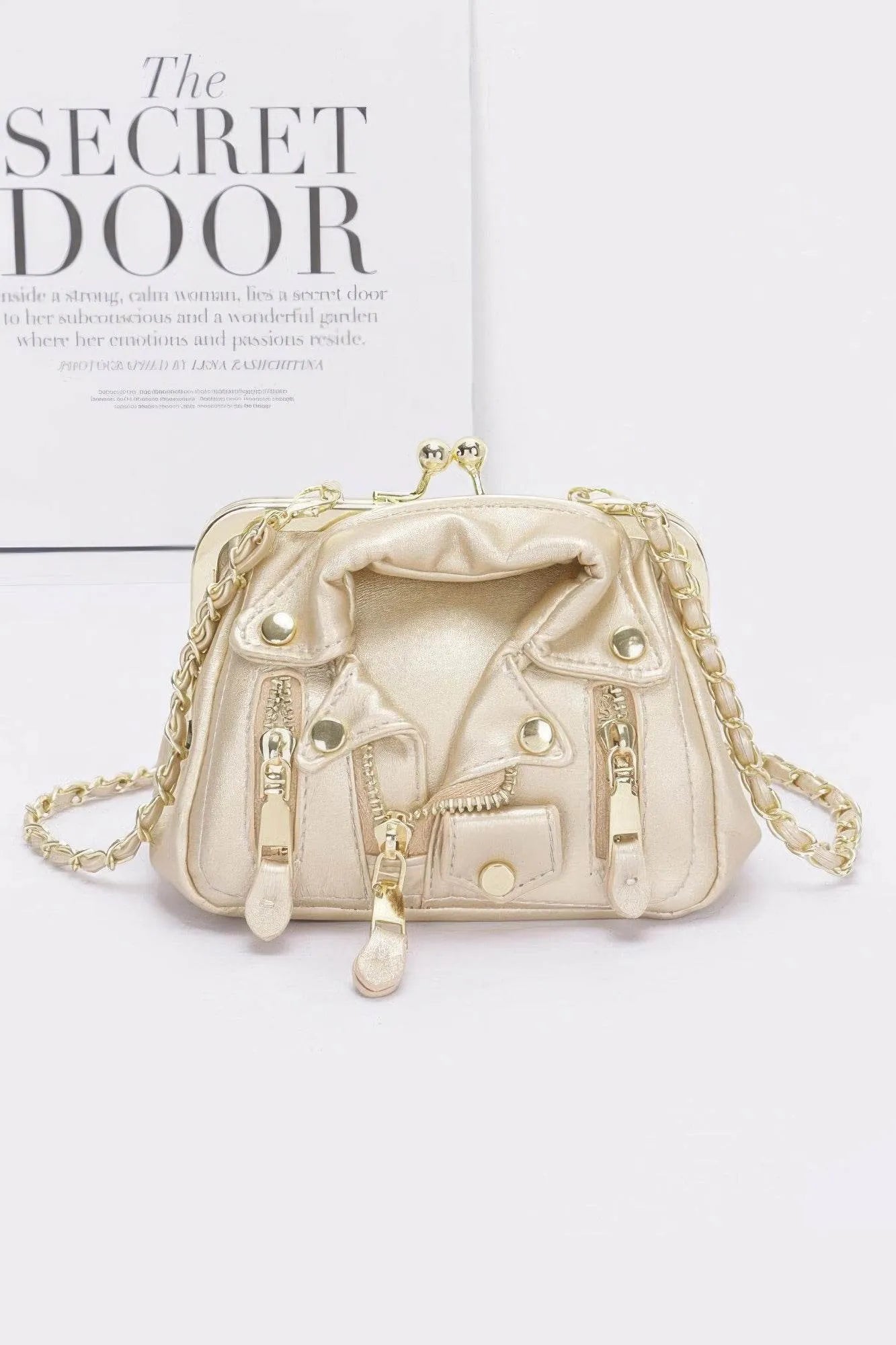 Faux Leather Jacket Style Crossbody Bag - Bona Fide Fashion