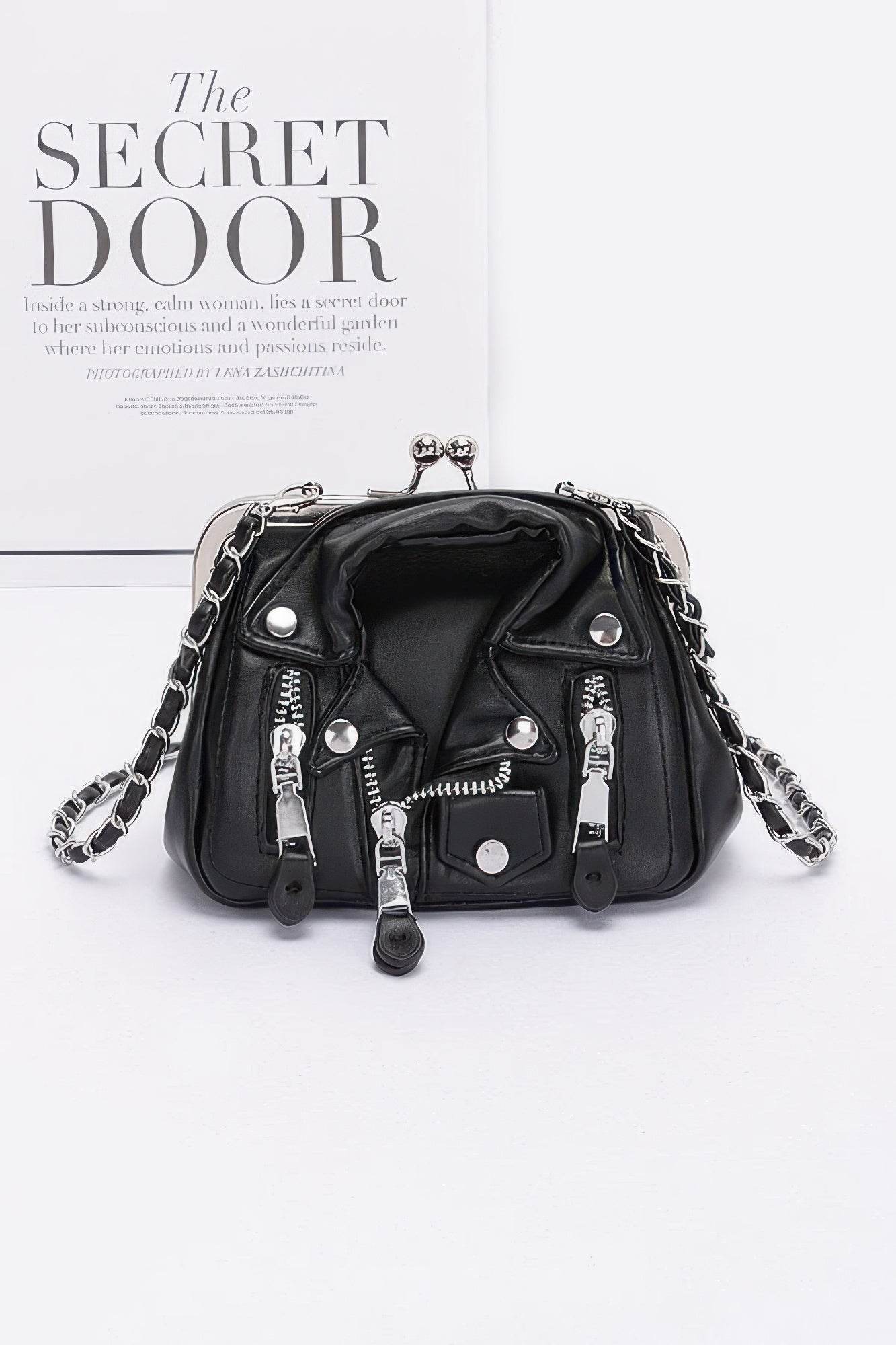 Faux Leather Jacket Style Crossbody Bag - Bona Fide Fashion