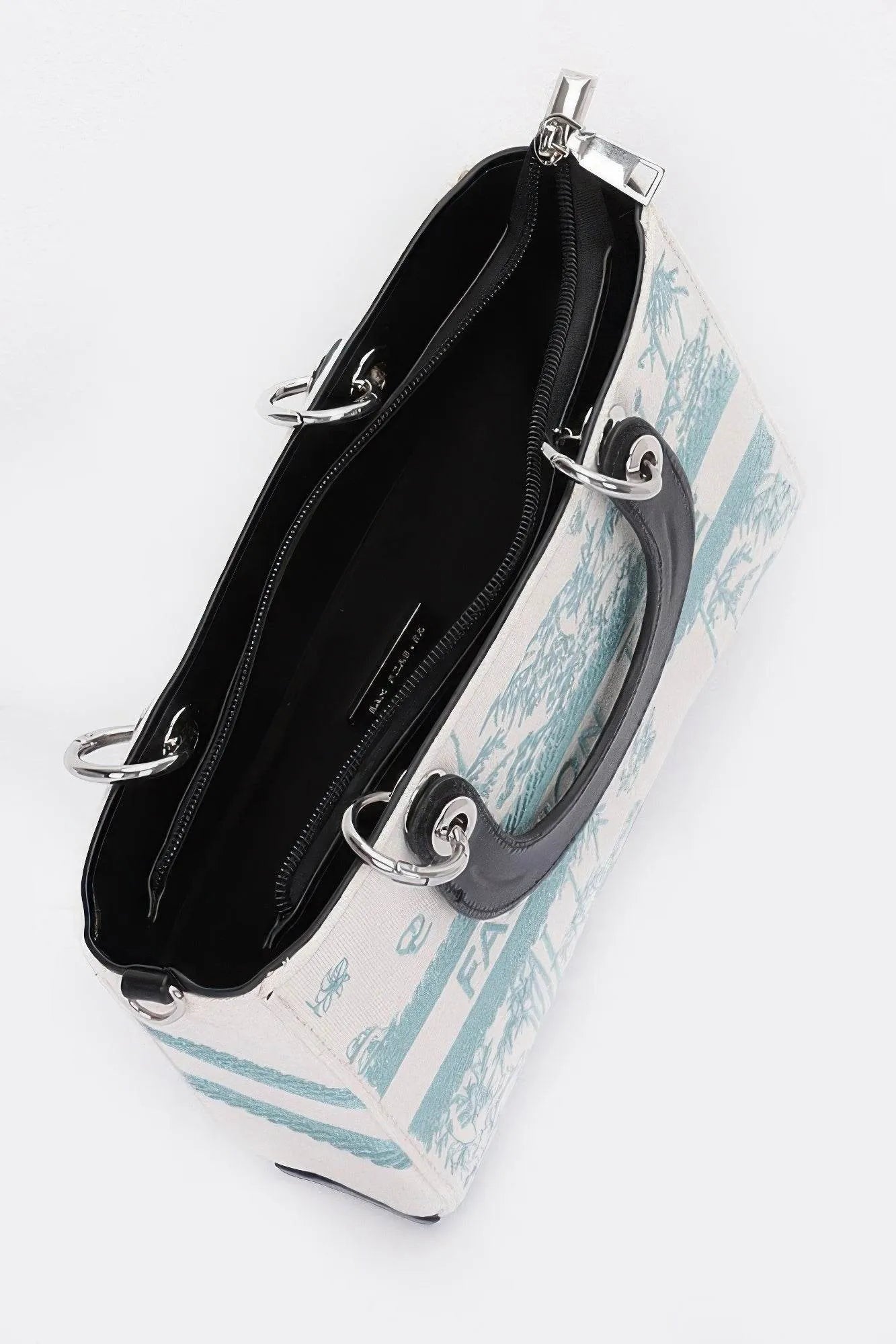 Embroidery Faux Leather Tote Bag - Bona Fide Fashion