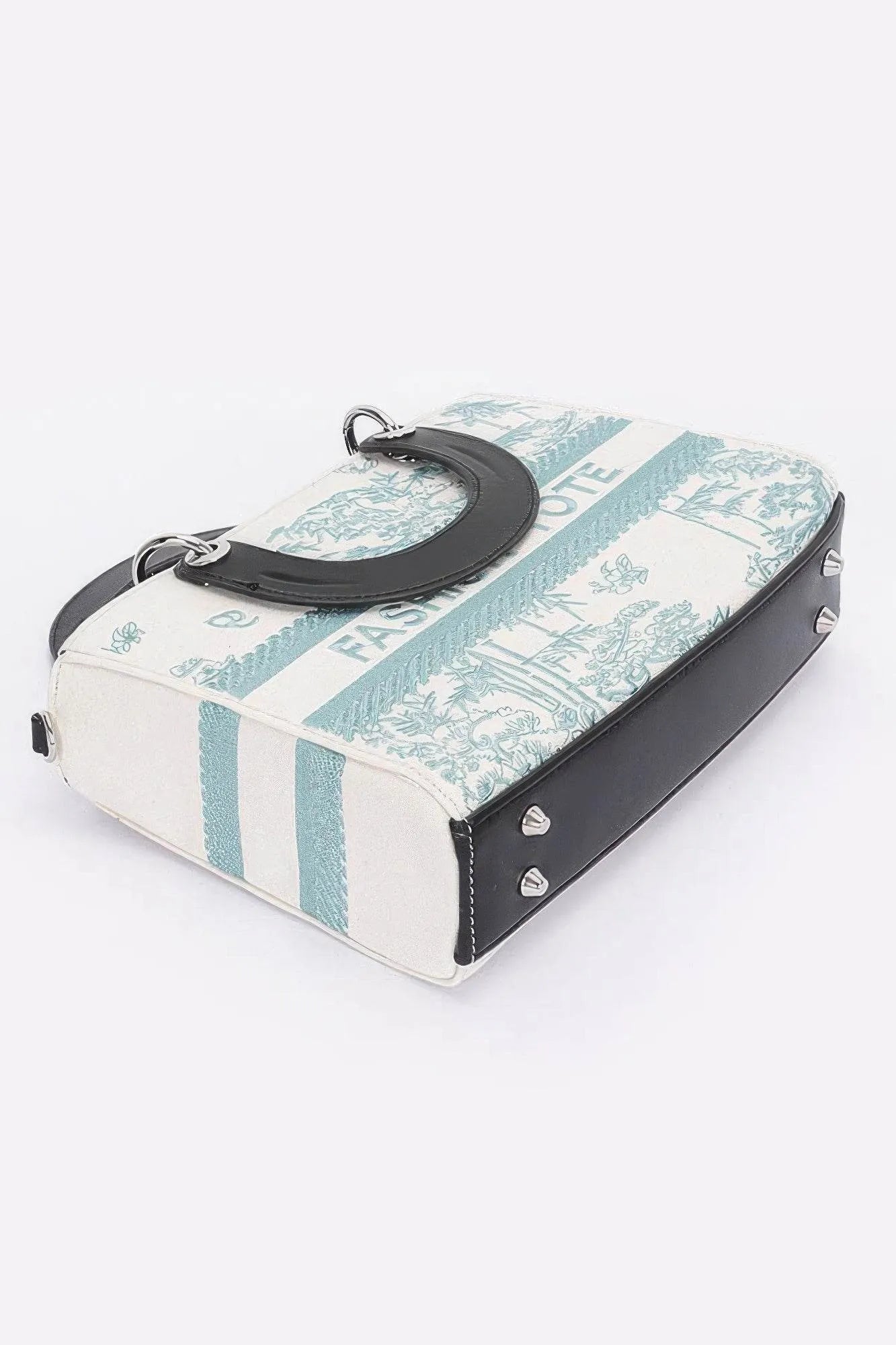 Embroidery Faux Leather Tote Bag - Bona Fide Fashion