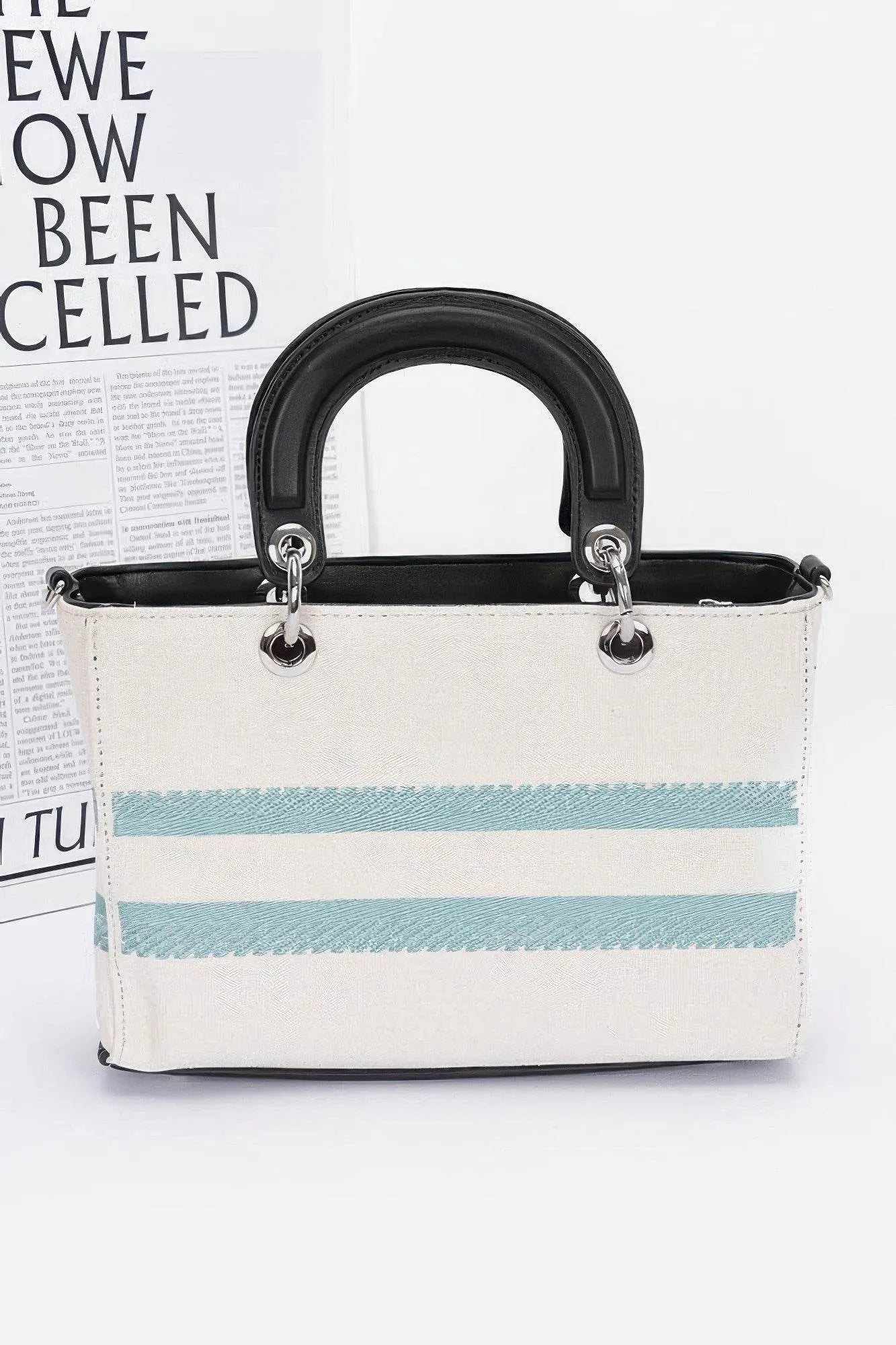 Embroidery Faux Leather Tote Bag - Bona Fide Fashion