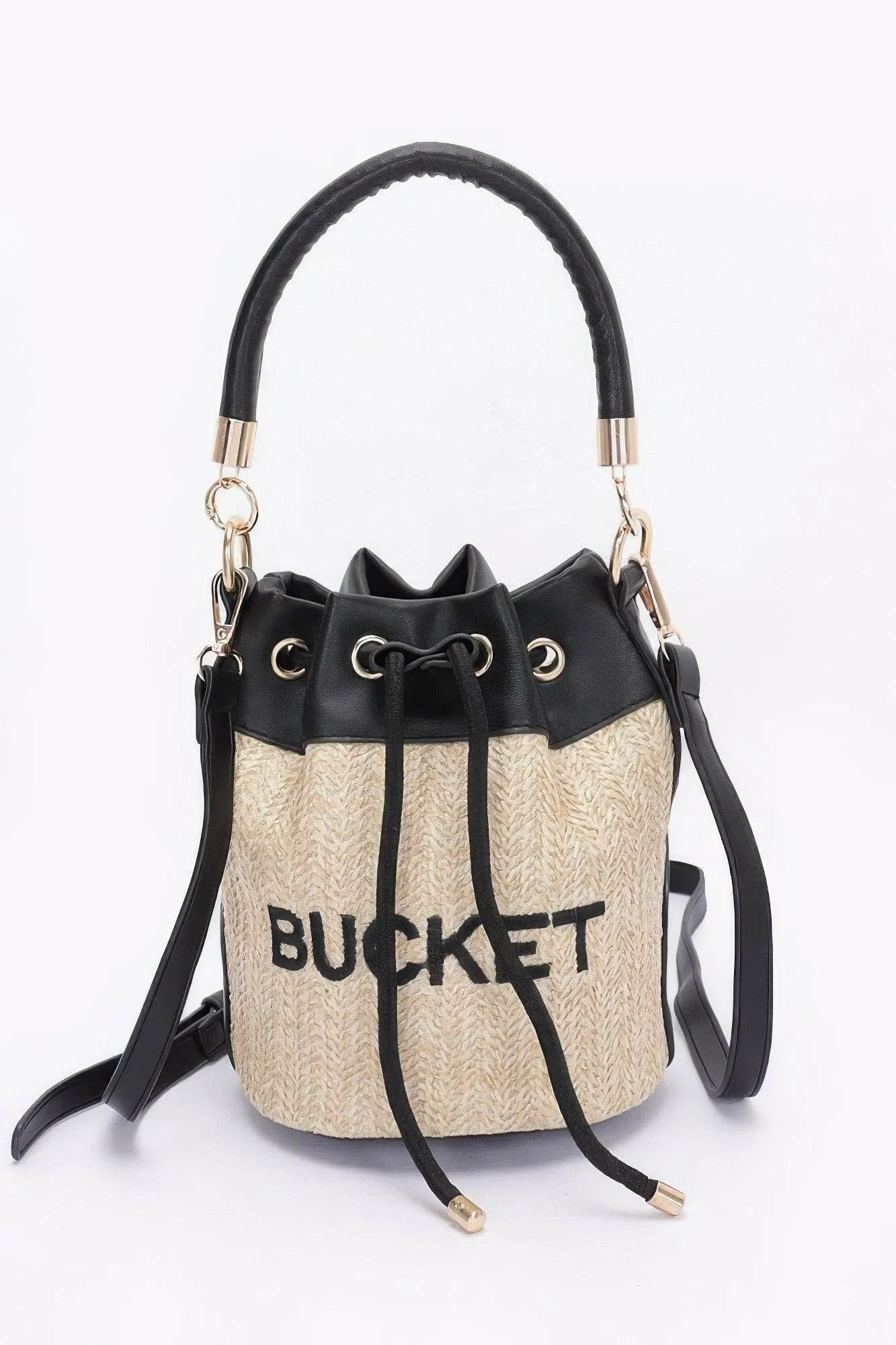 Faux Straw Bucket Bag - Bona Fide Fashion