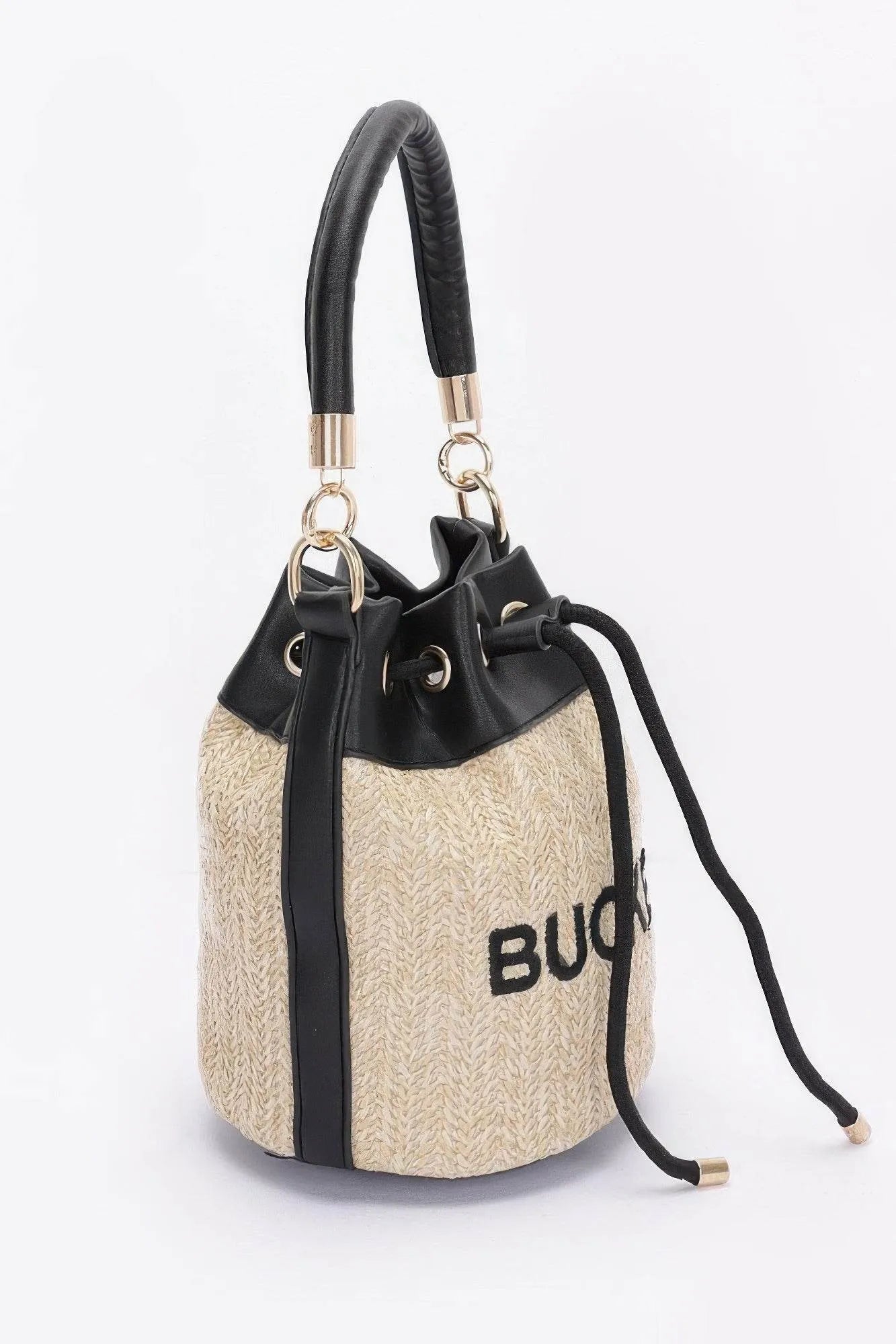 Faux Straw Bucket Bag - Bona Fide Fashion