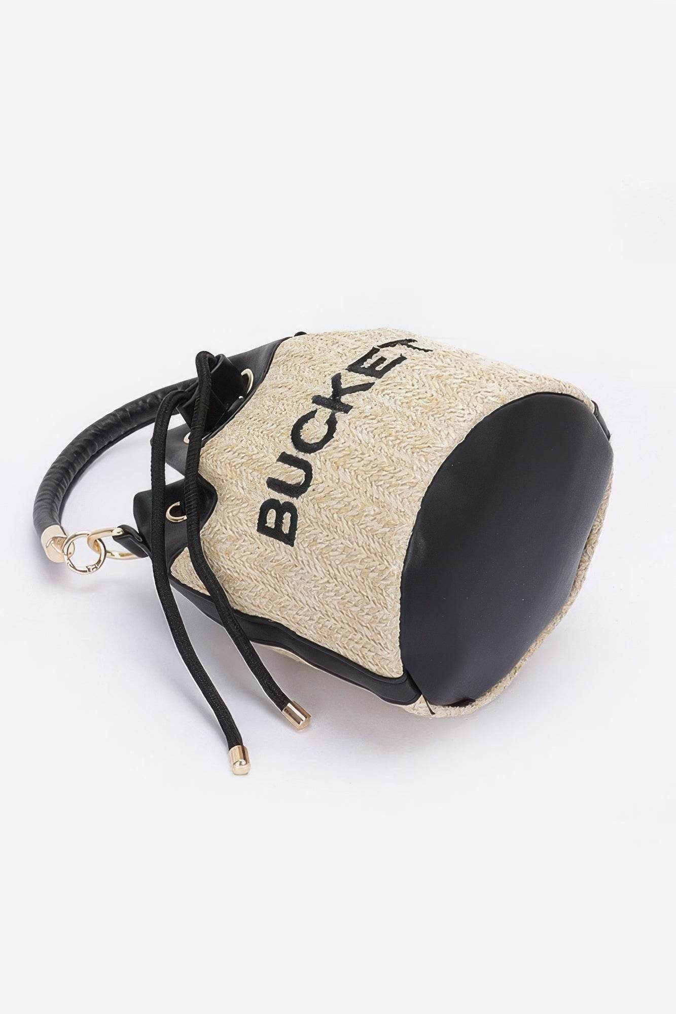 Faux Straw Bucket Bag - Bona Fide Fashion