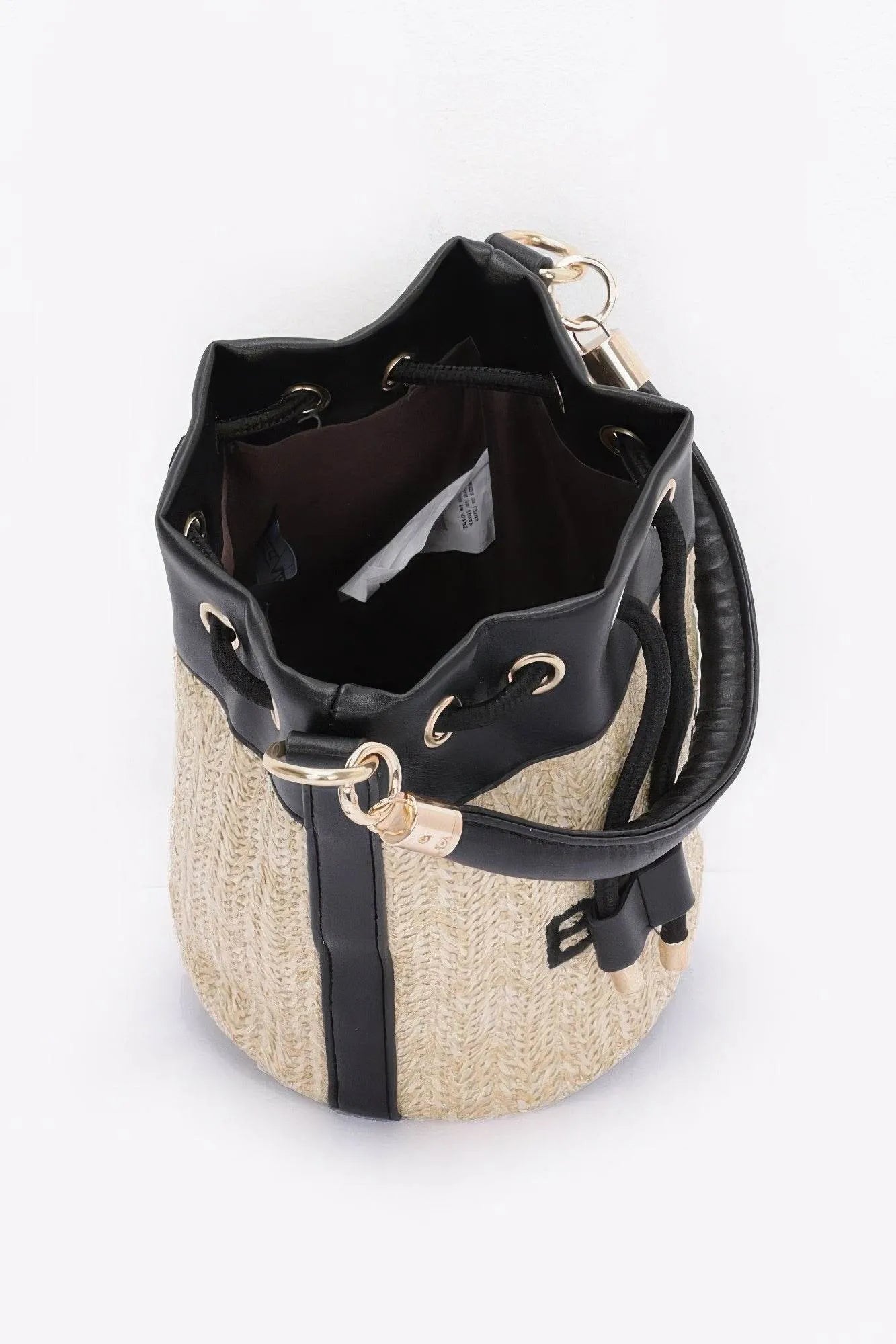 Faux Straw Bucket Bag - Bona Fide Fashion