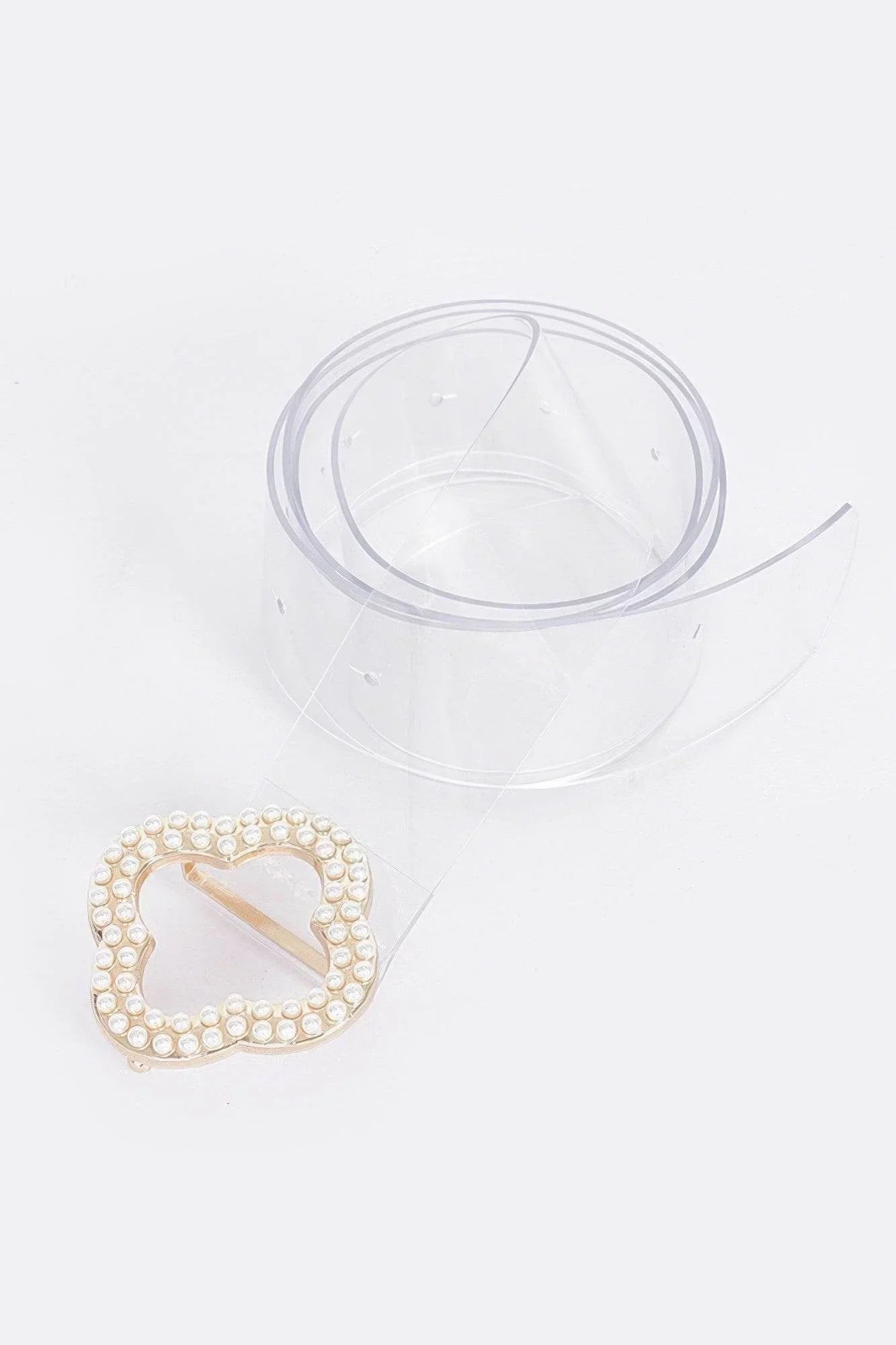 Pearl Metal Buckle Clear Belt - Bona Fide Fashion