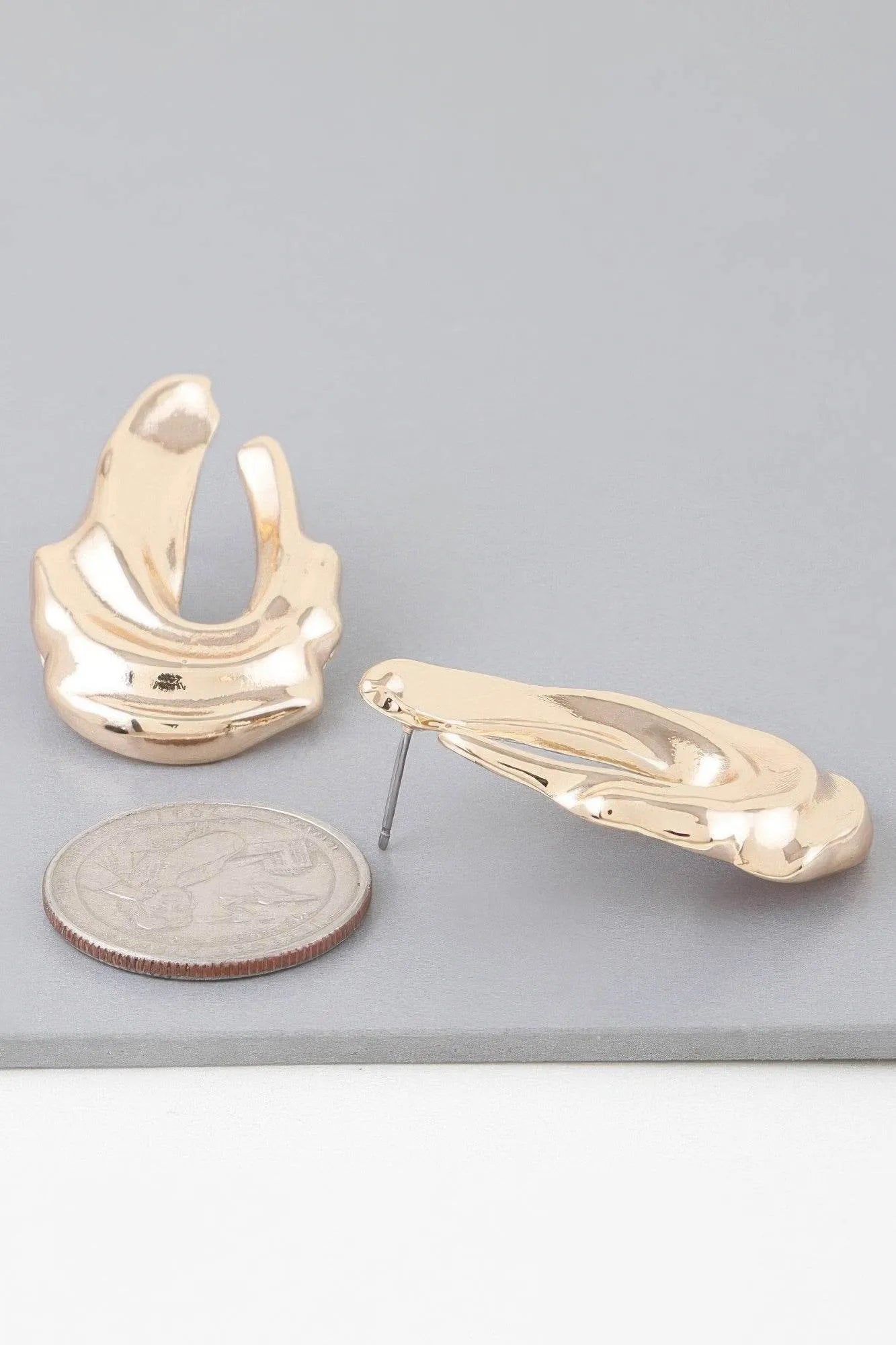 Shiny Ripple Drop Earrings - Bona Fide Fashion