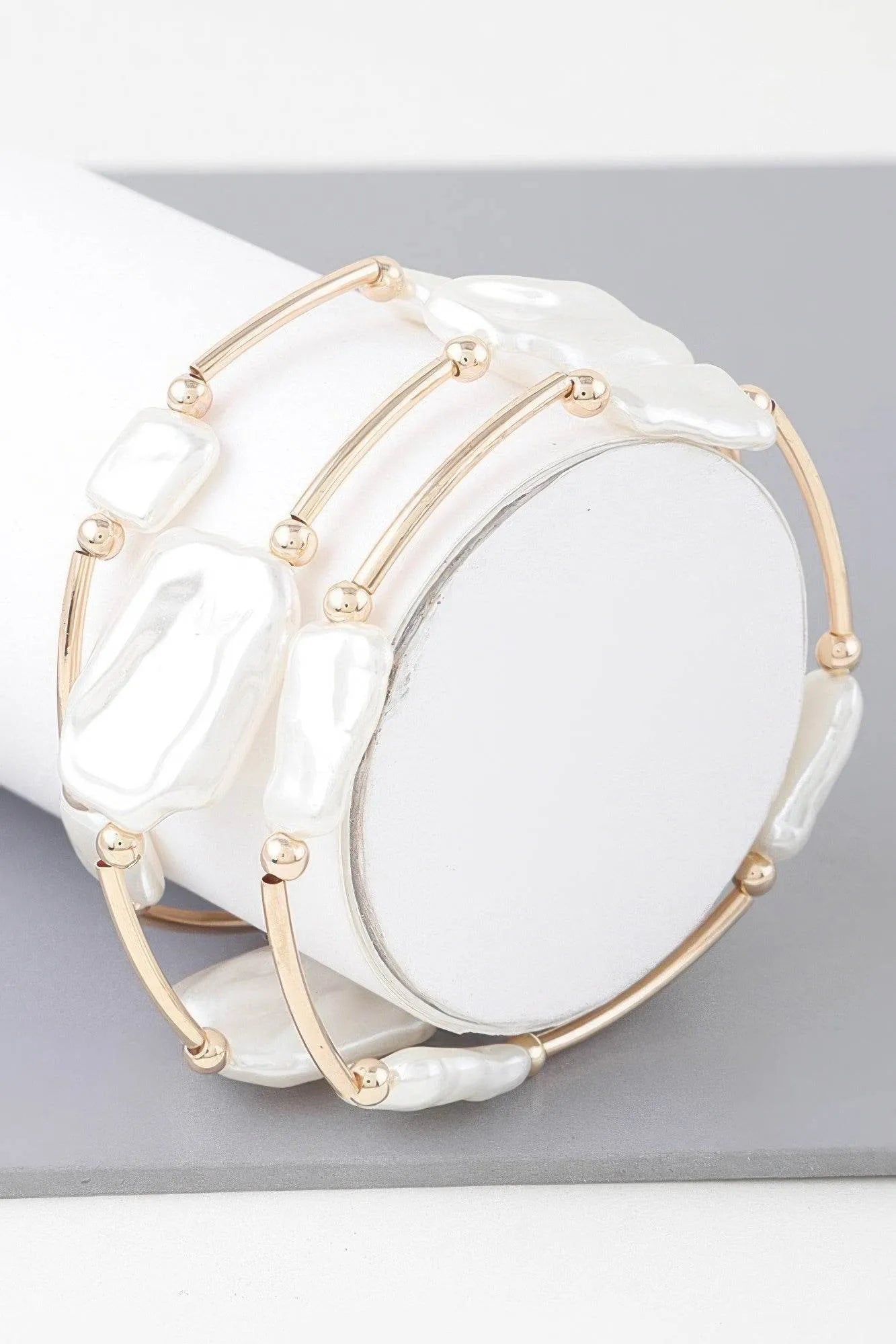 Multi Abstract Pearl Stone Tube Bracelet - Bona Fide Fashion