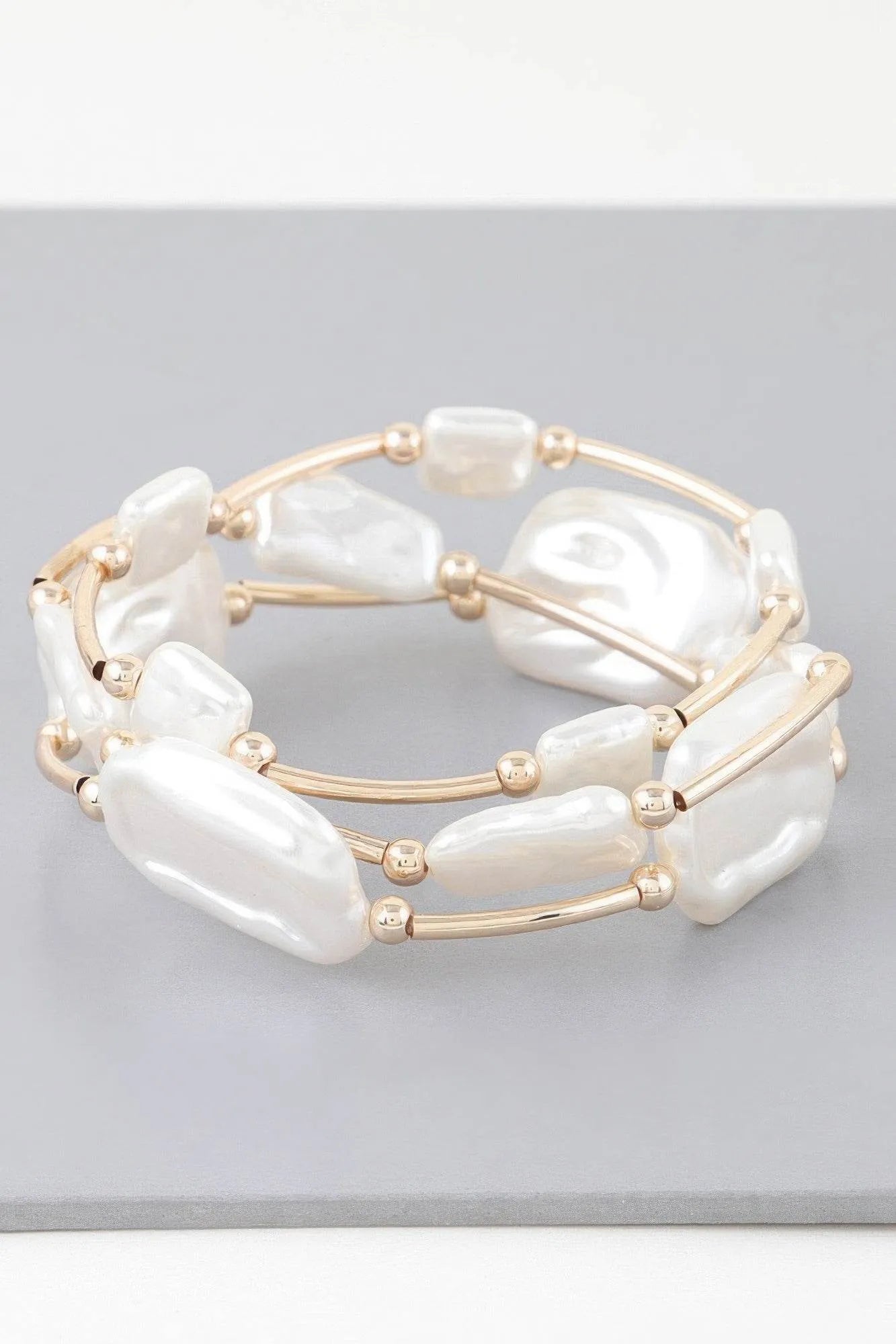 Multi Abstract Pearl Stone Tube Bracelet - Bona Fide Fashion