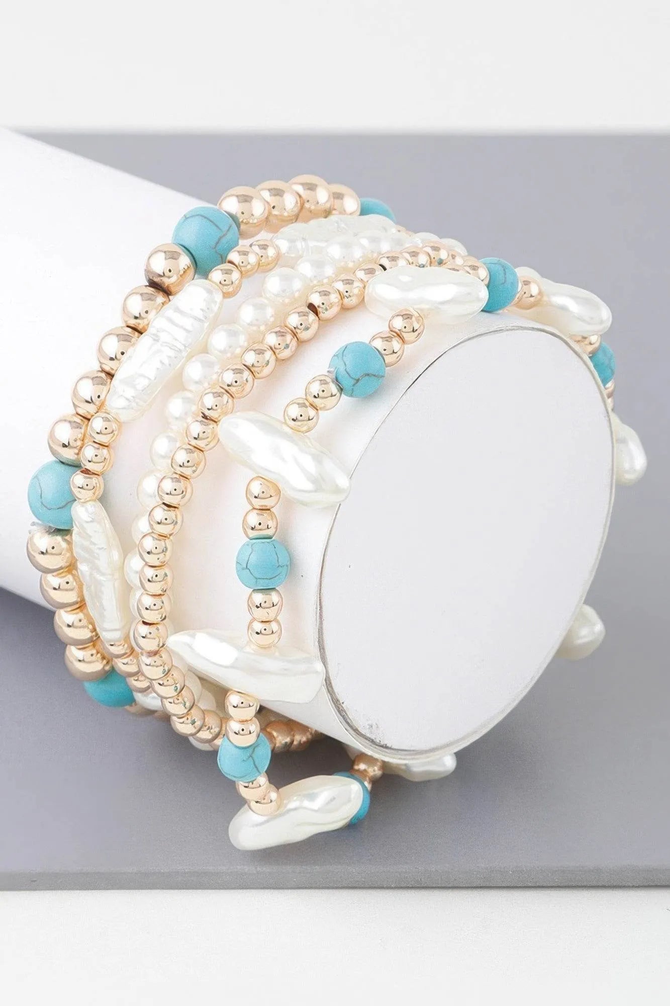 Multi Stone N Pearl Beaded Bracelet - Bona Fide Fashion