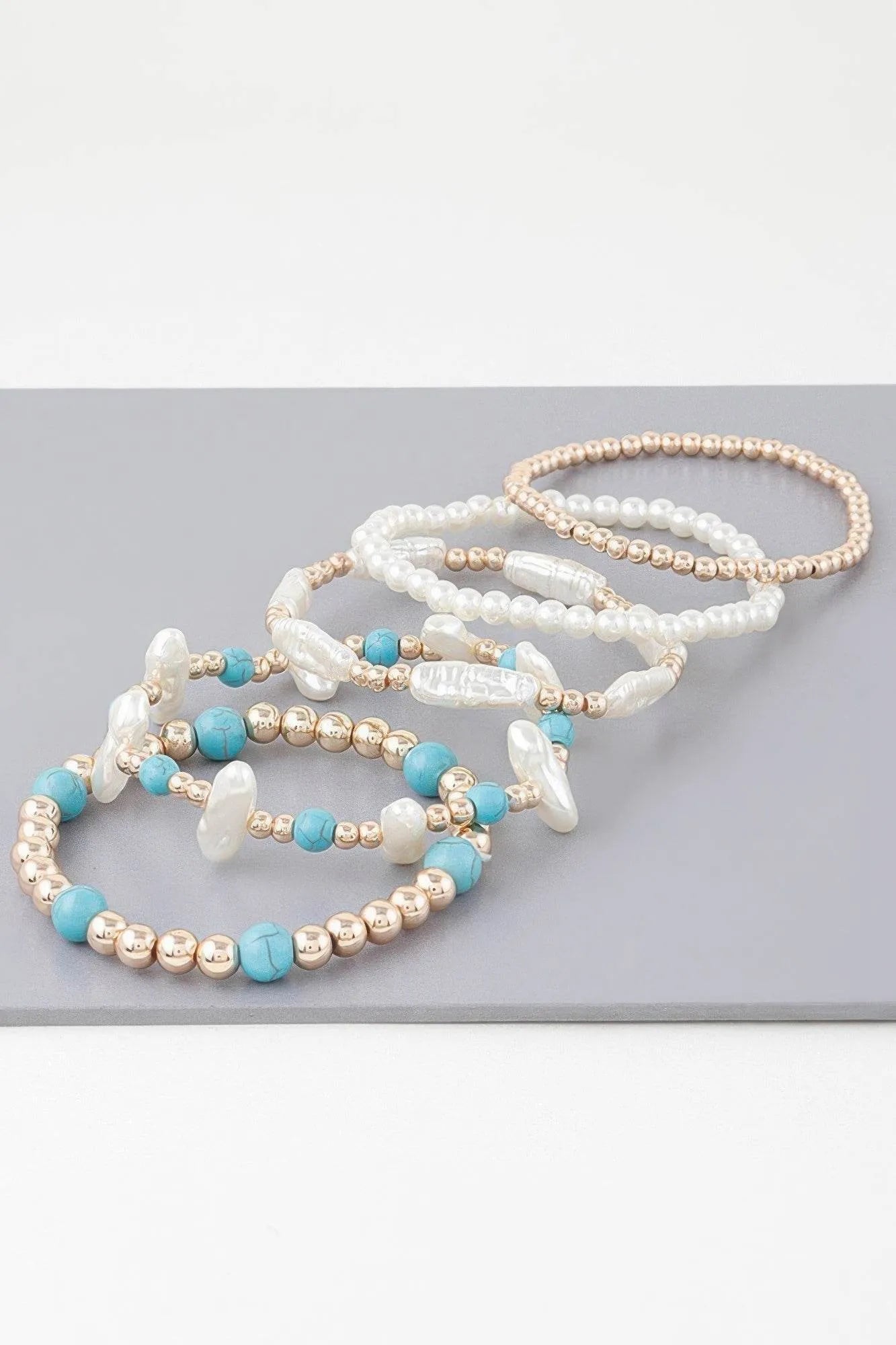 Multi Stone N Pearl Beaded Bracelet - Bona Fide Fashion