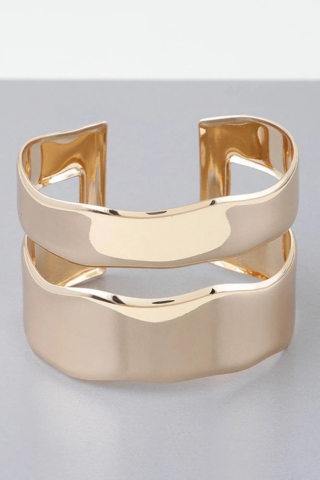 Shiny Double Open Cuff Bracelet - Bona Fide Fashion