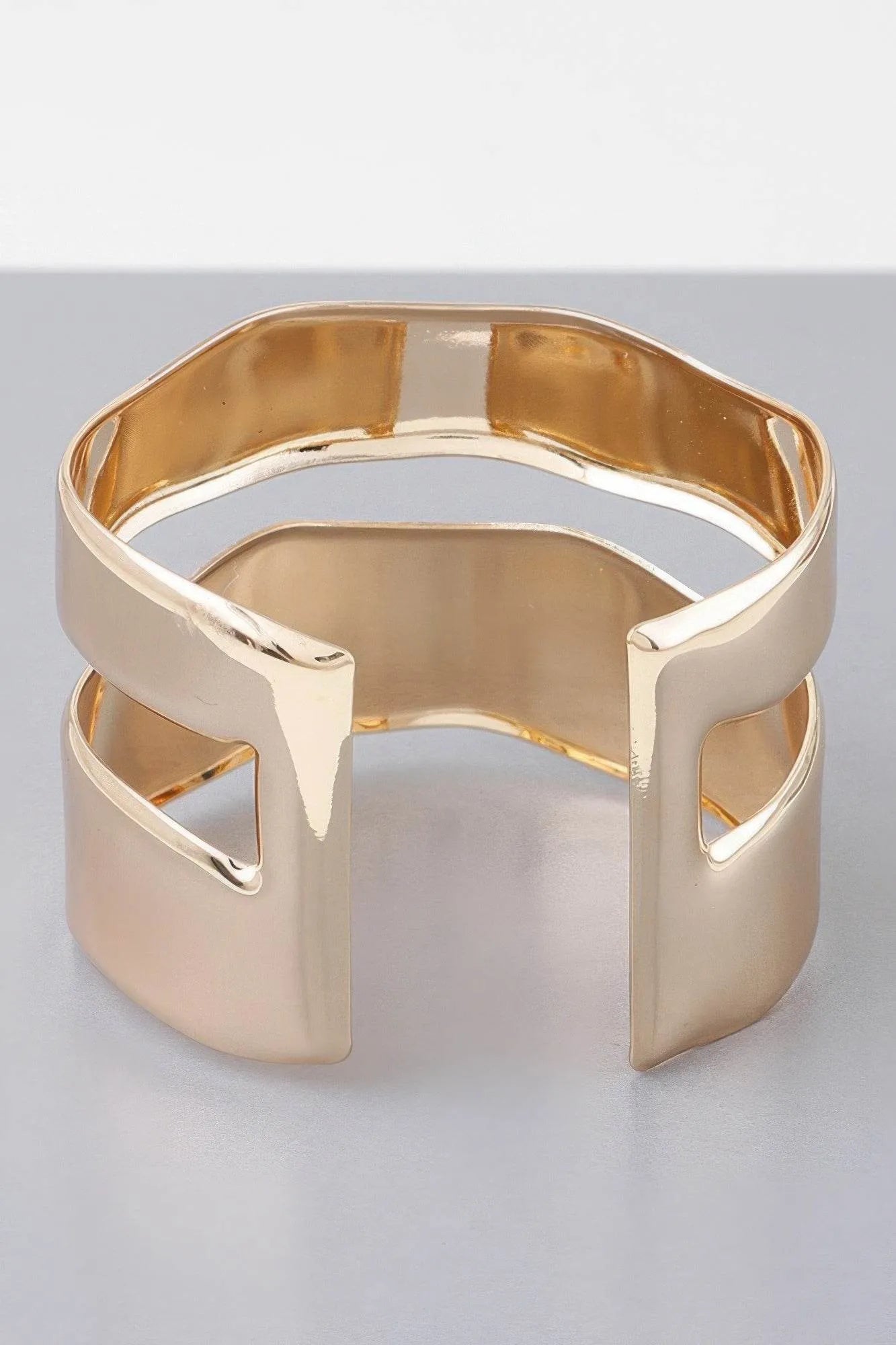Shiny Double Open Cuff Bracelet - Bona Fide Fashion