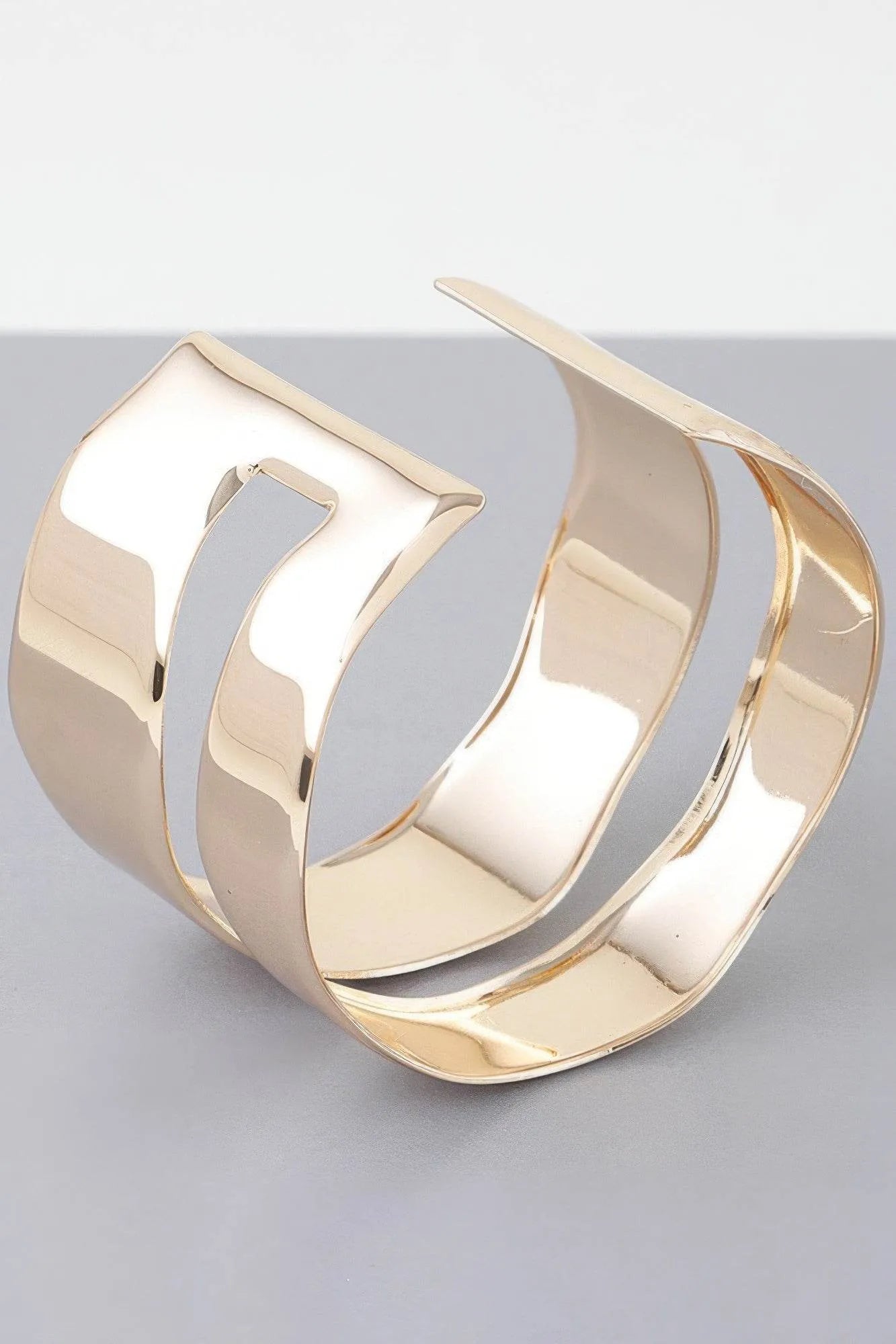 Shiny Double Open Cuff Bracelet - Bona Fide Fashion