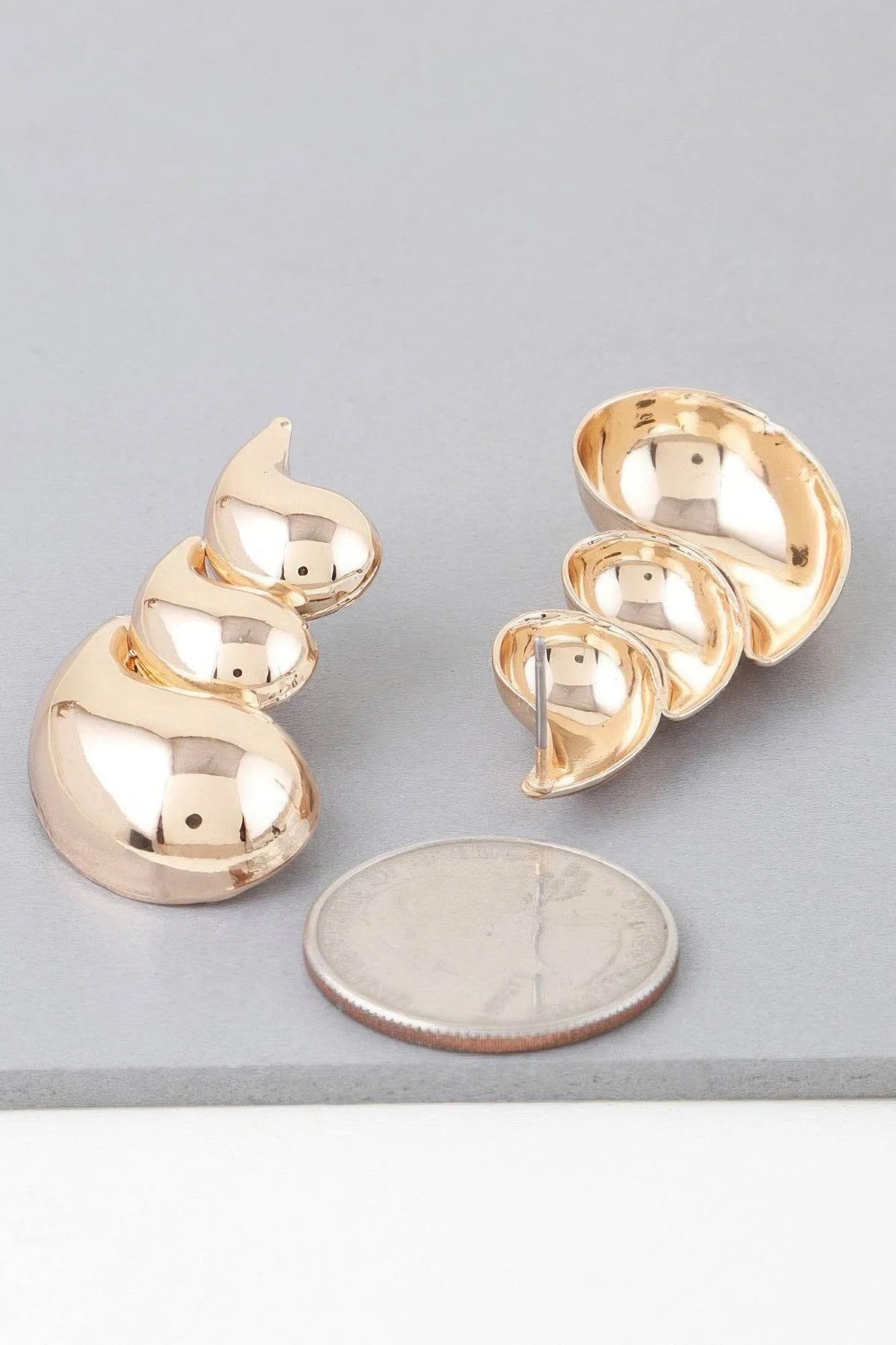 Shiny Curved Teardrop Earrings - Bona Fide Fashion