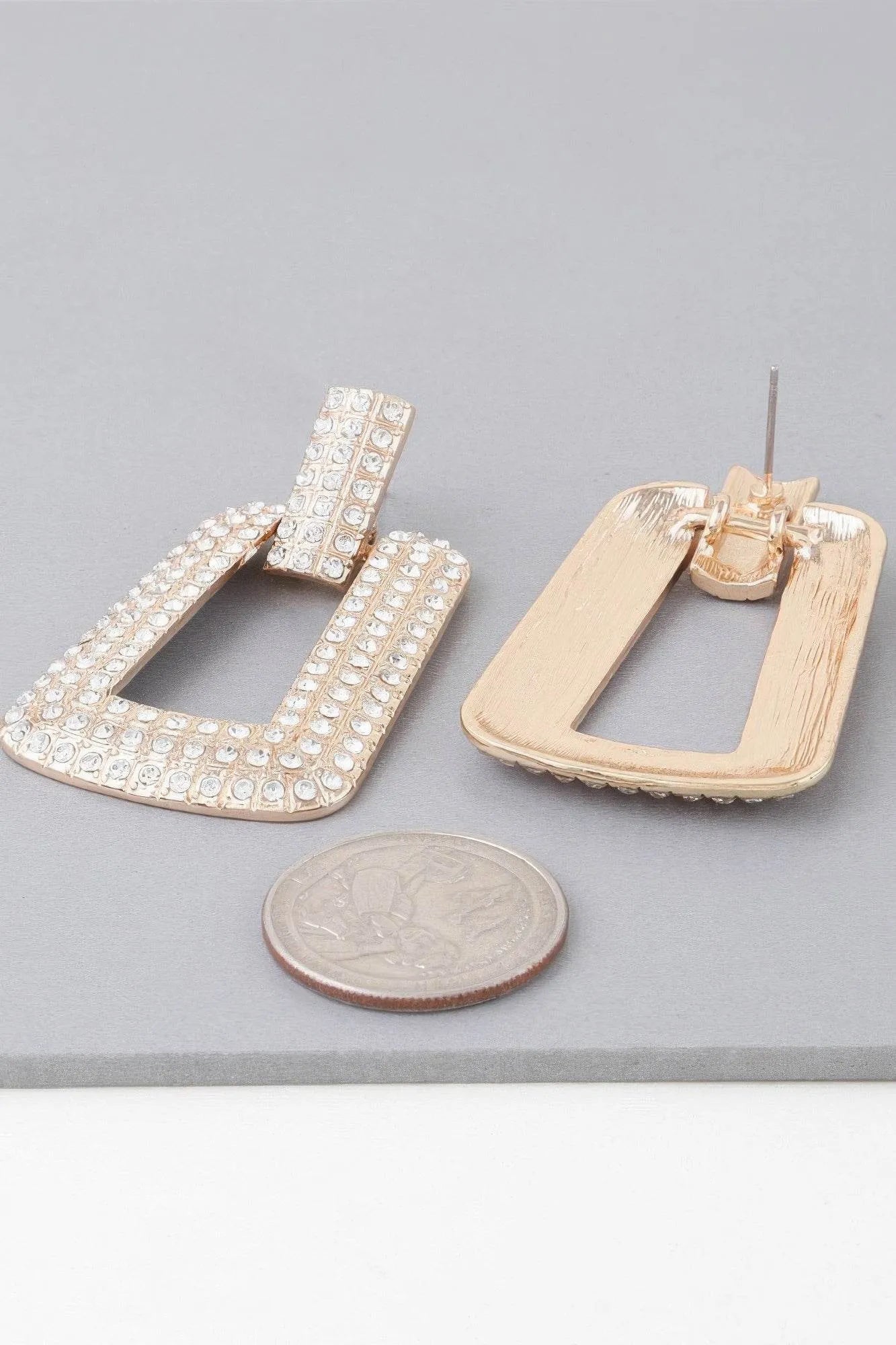 Triple Rhinestone Frame Earrings - Bona Fide Fashion