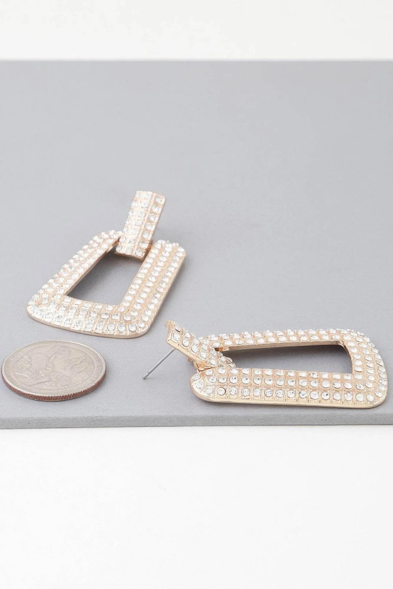 Triple Rhinestone Frame Earrings - Bona Fide Fashion