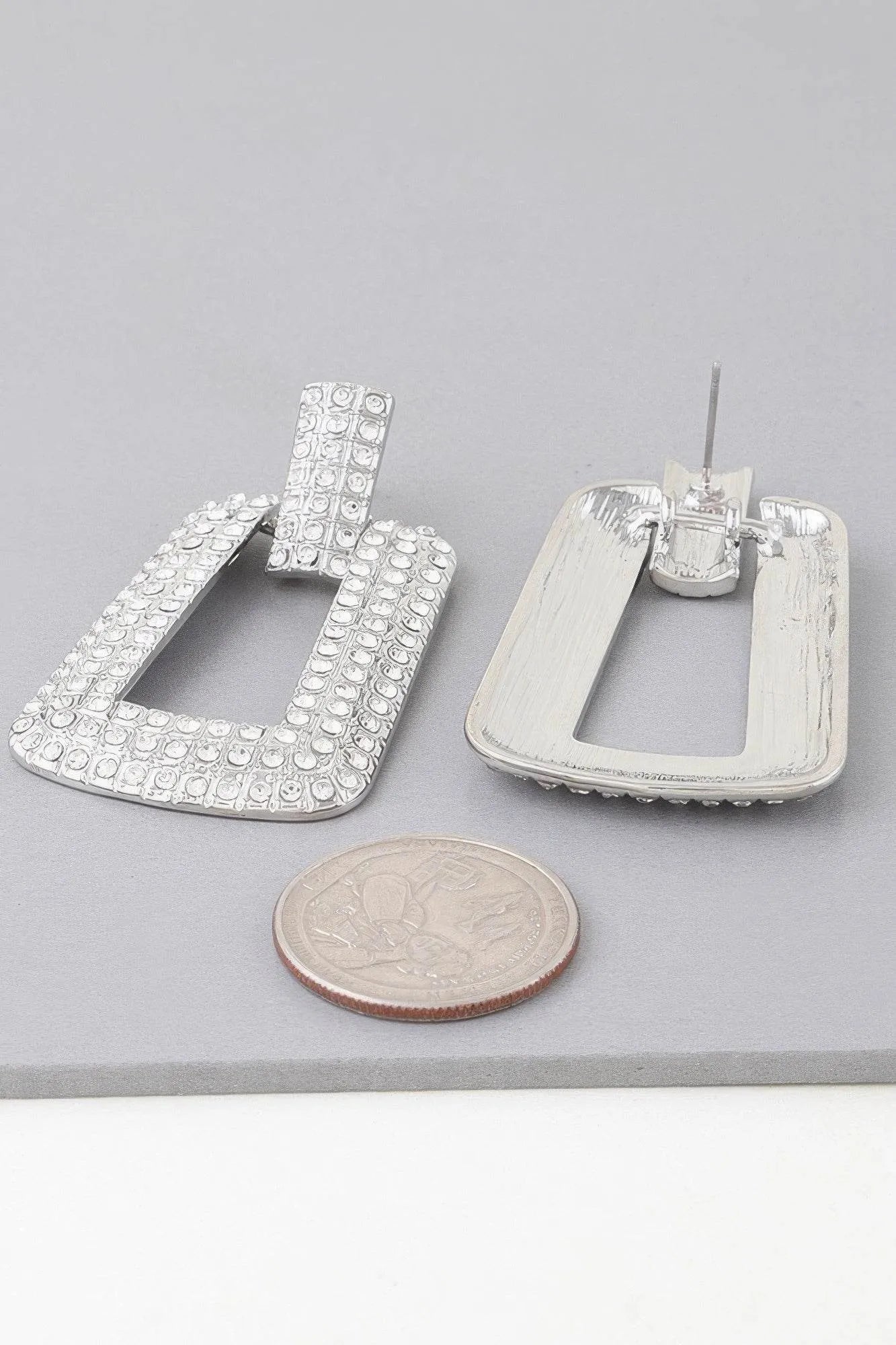 Triple Rhinestone Frame Earrings - Bona Fide Fashion