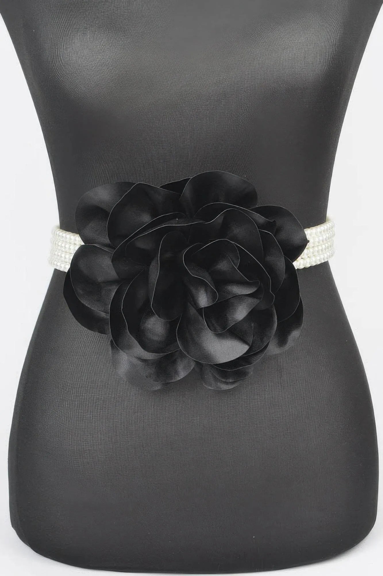 Oversized Flower Pearl Elastic Belt - Bona Fide Fashion