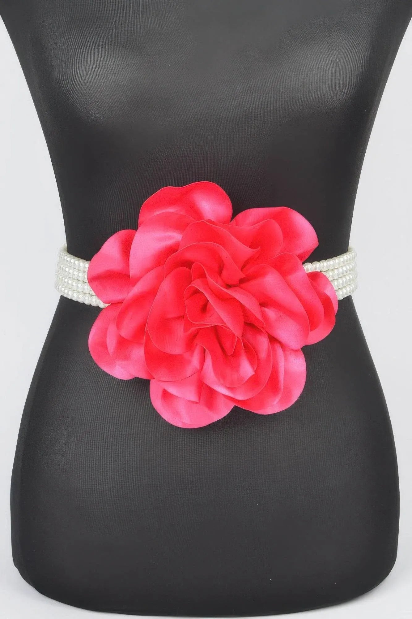 Oversized Flower Pearl Elastic Belt - Bona Fide Fashion
