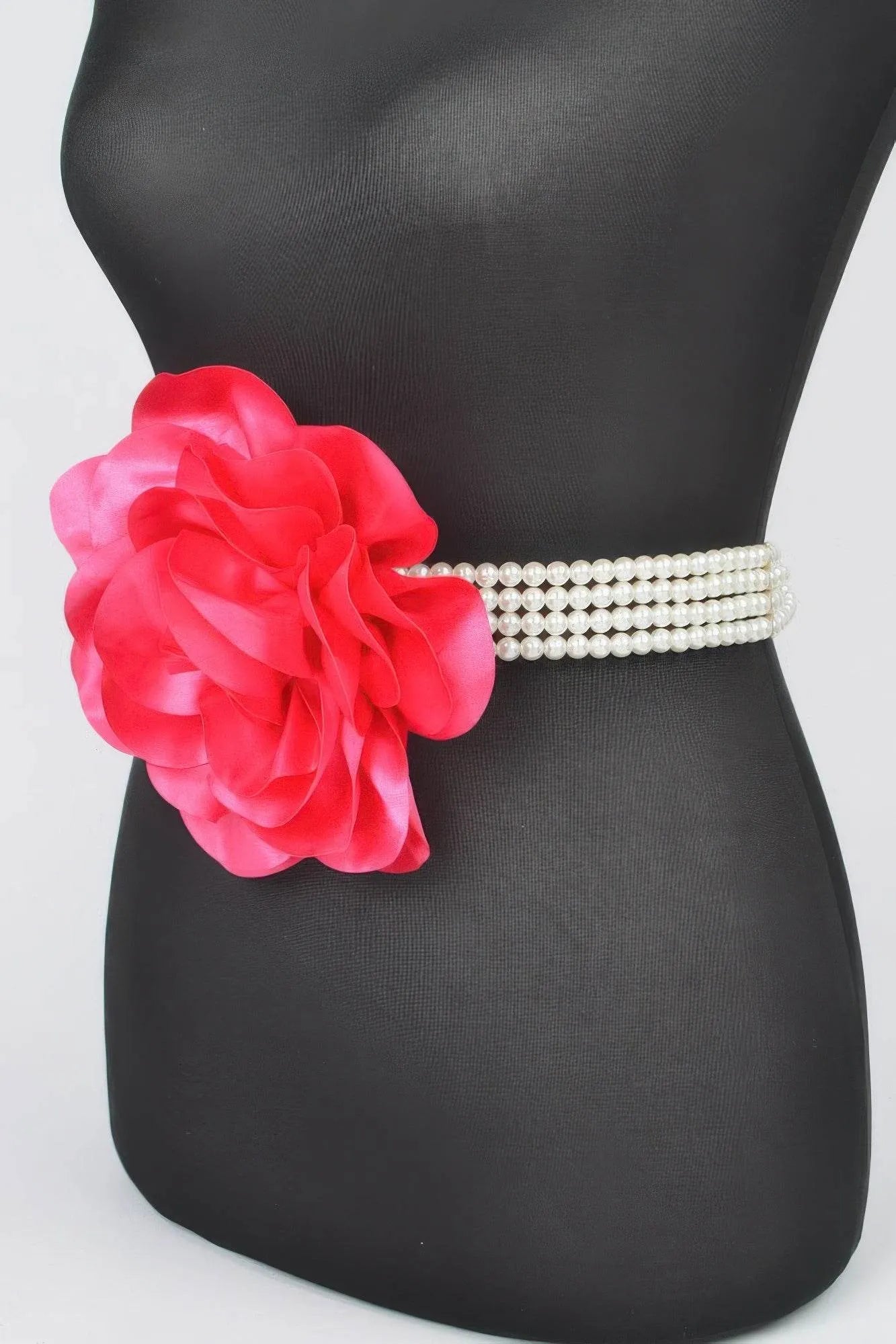 Oversized Flower Pearl Elastic Belt - Bona Fide Fashion