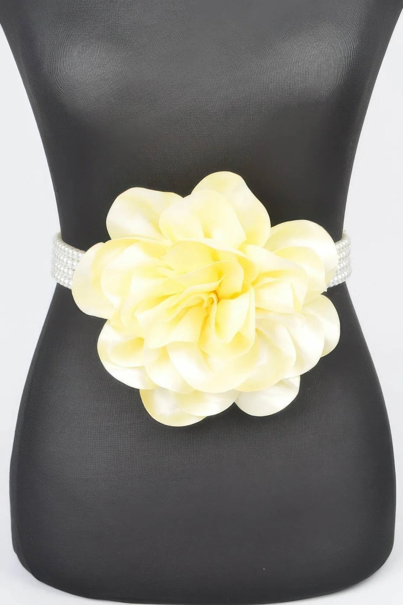 Oversized Flower Pearl Elastic Belt - Bona Fide Fashion