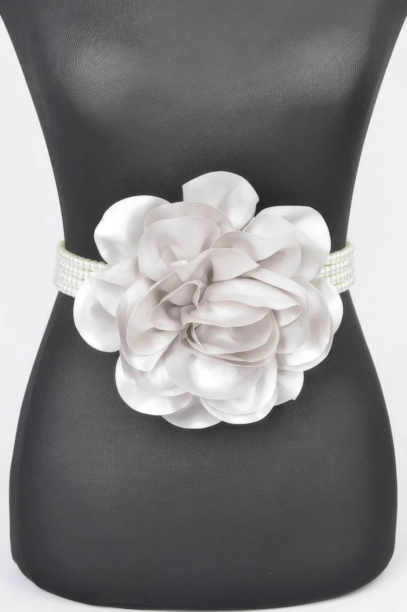 Oversized Flower Pearl Elastic Belt - Bona Fide Fashion