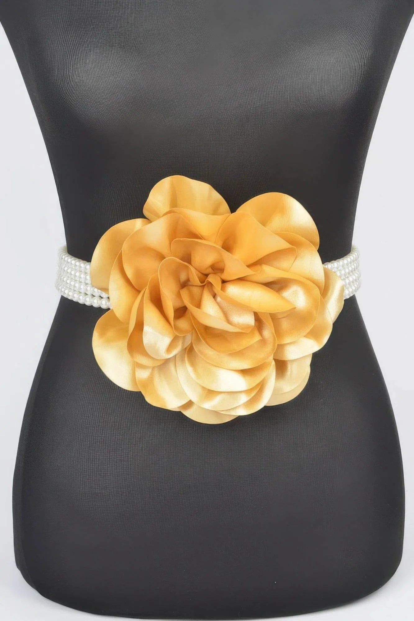 Oversized Flower Pearl Elastic Belt - Bona Fide Fashion