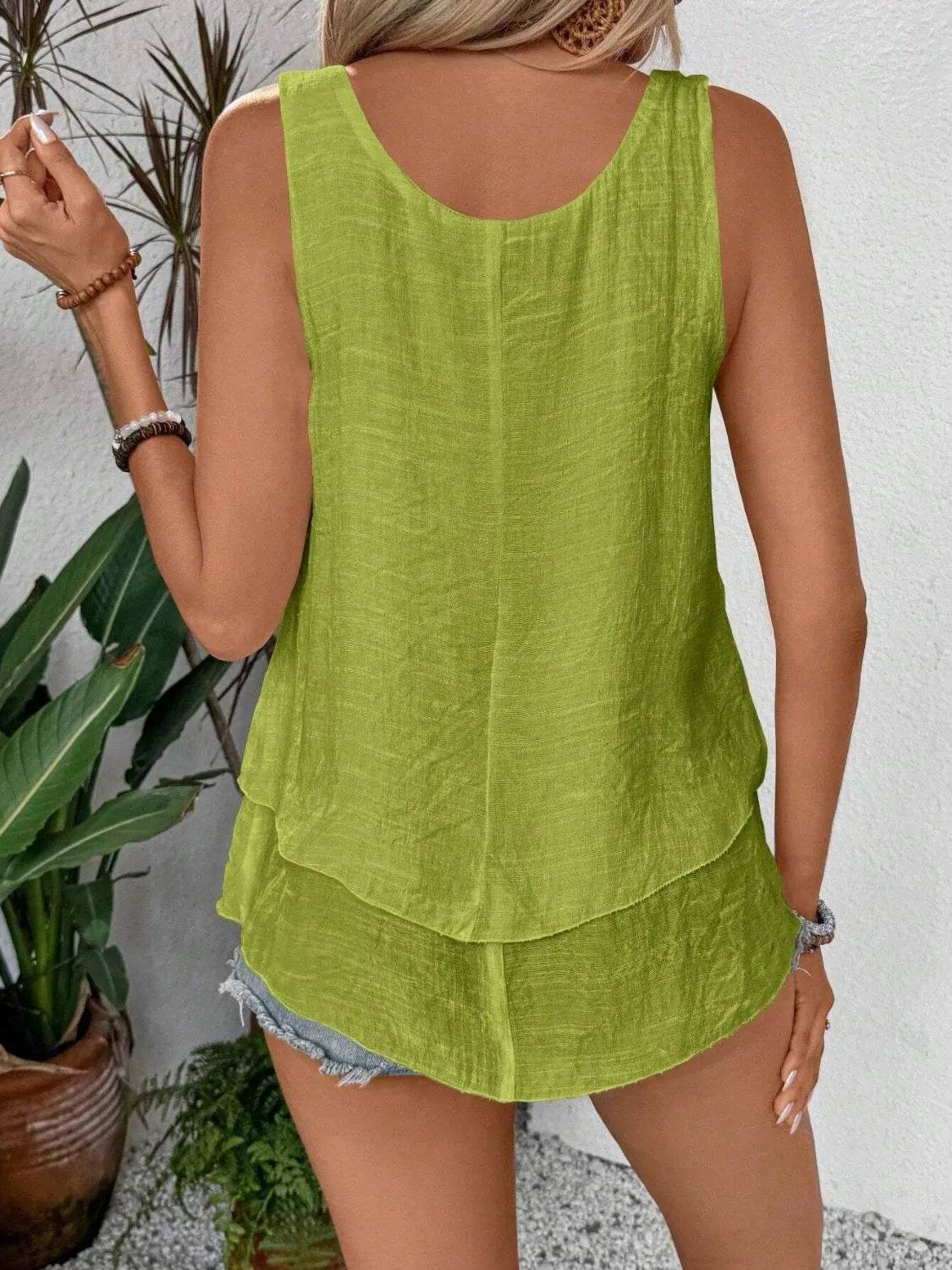 Layered Scoop Neck Wide Strap Tank - Bona Fide Fashion