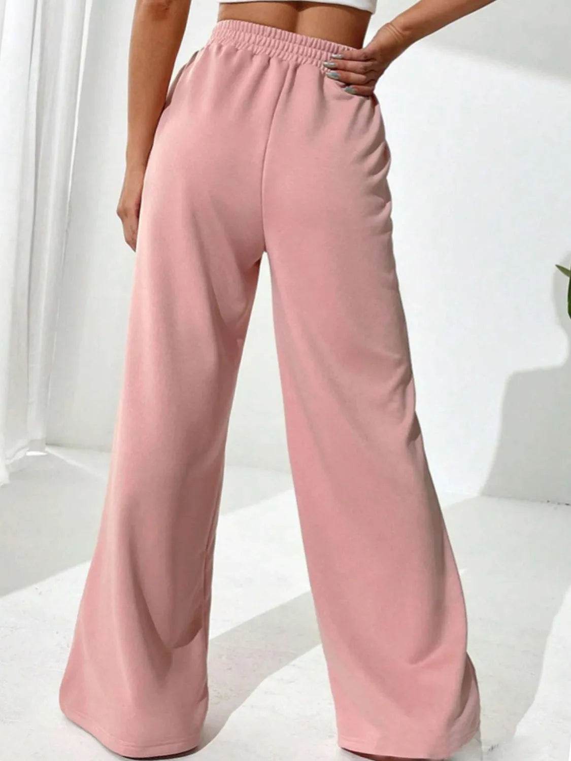 Elastic Waist Wide Leg Pants - Bona Fide Fashion
