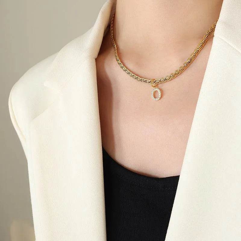 Brass Zircon Letter Pendant Necklace – Dainty & Customizable Shine | Bona Fide Fashion - Bona Fide Fashion