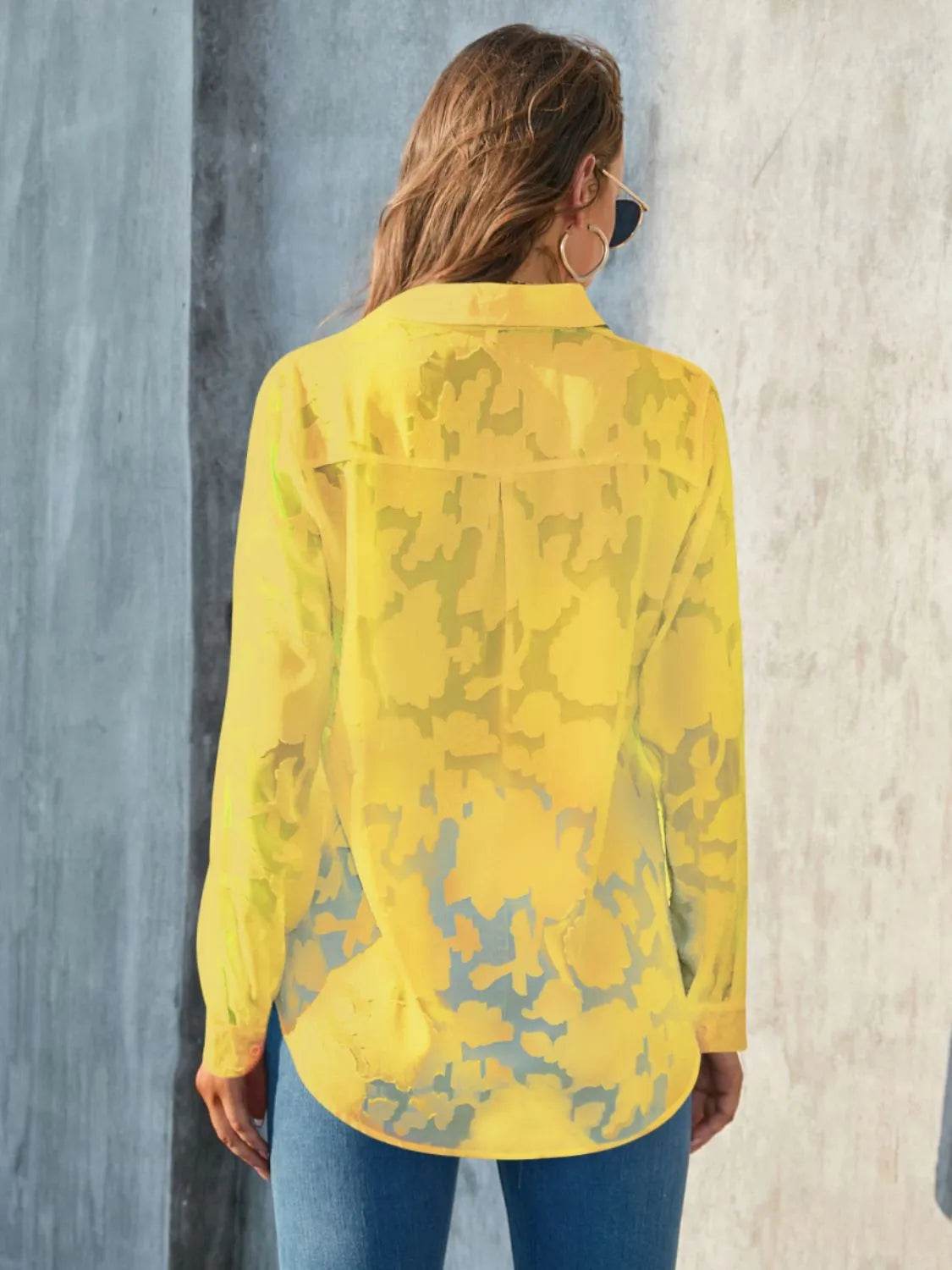 Full Size Collared Neck Long Sleeve Shirt Plus Size - Bona Fide Fashion
