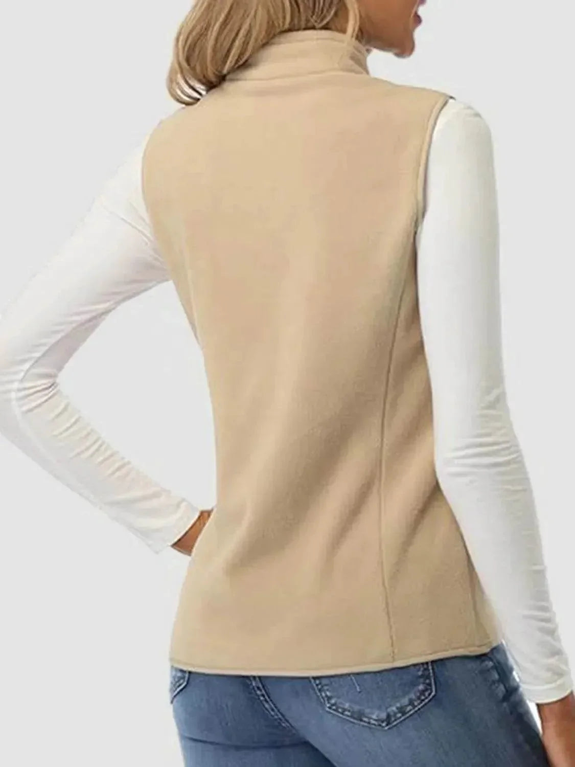 Zip Up Turtleneck Vest with Pockets - Bona Fide Fashion