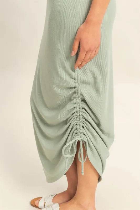 HYFVE Scoop Neck Side Tie Detail Midi Dress - Bona Fide Fashion