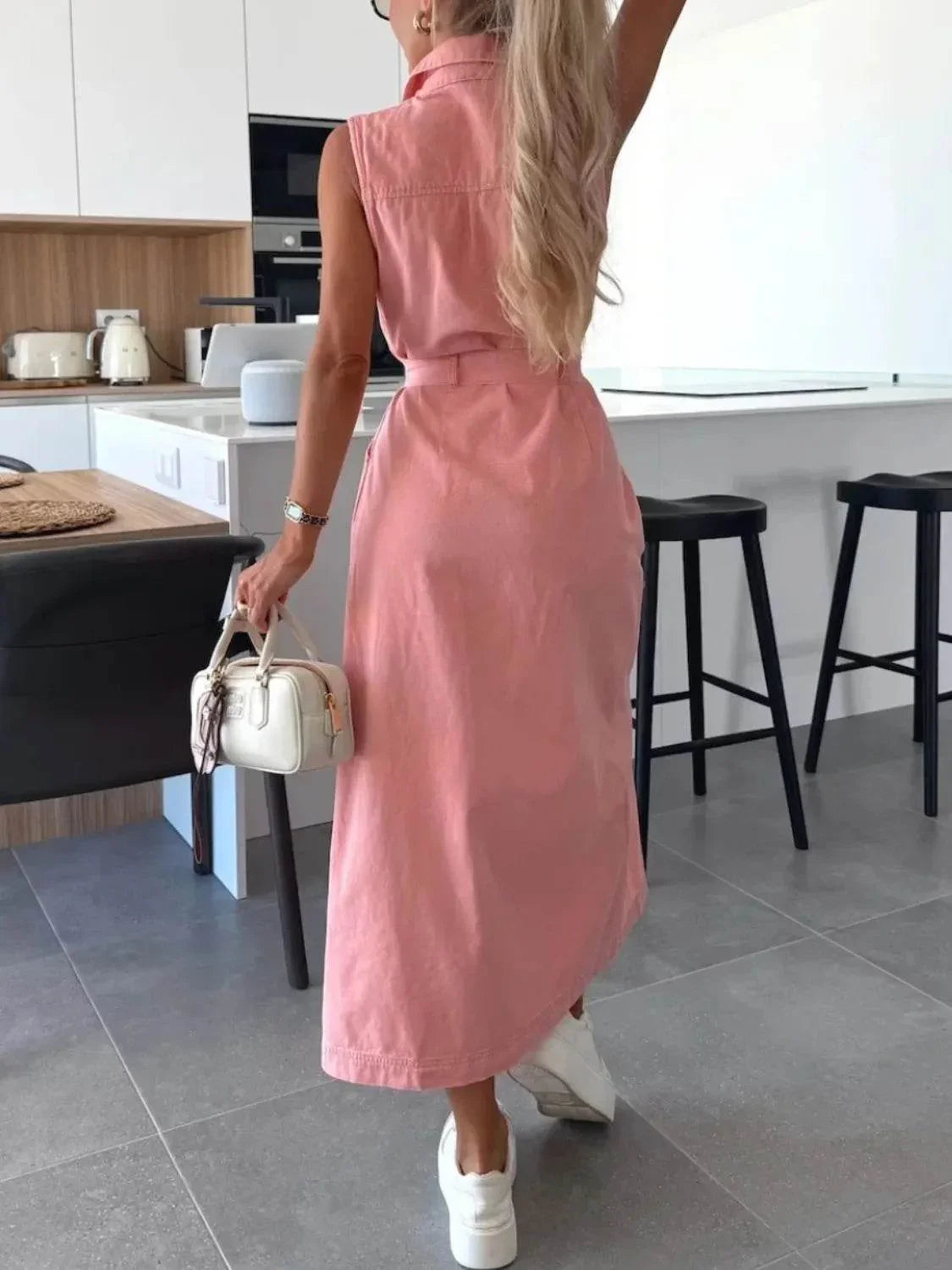 Button Front Sleeveless Denim Dress - Bona Fide Fashion