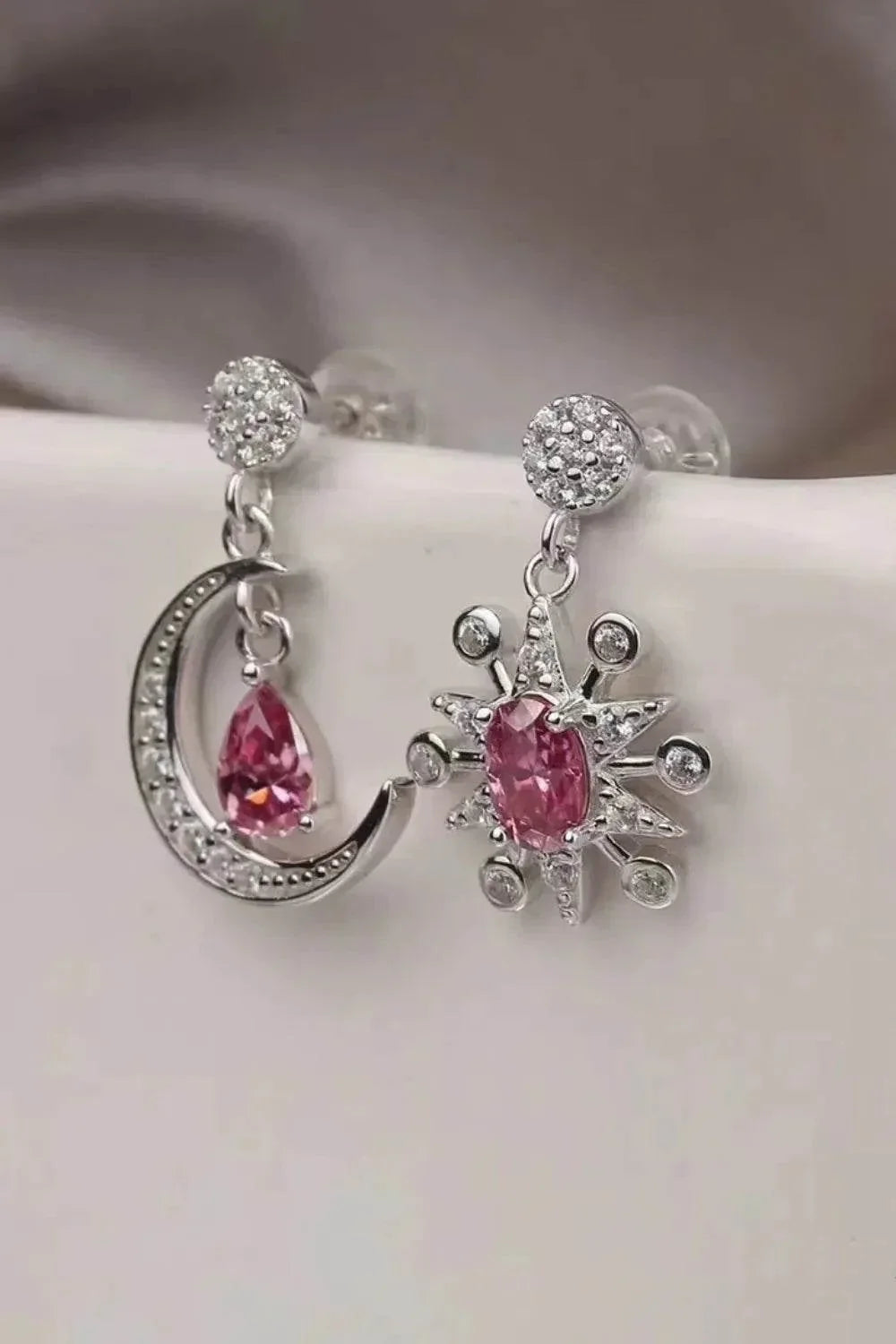 2 Carat Moissanite 925 Sterling Silver Moon & Star Earrings - Bona Fide Fashion