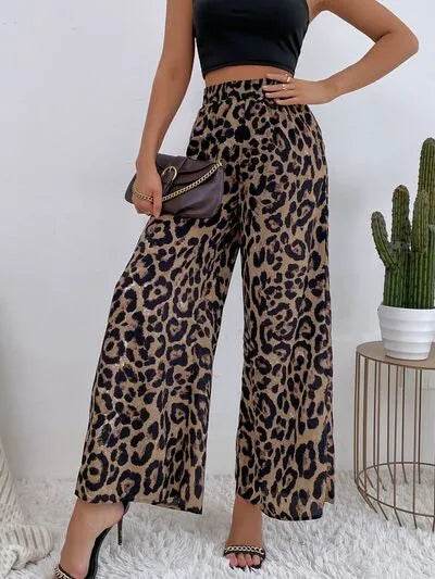 Printed Elastic Waist Wide Leg Pants - Bona Fide Fashion