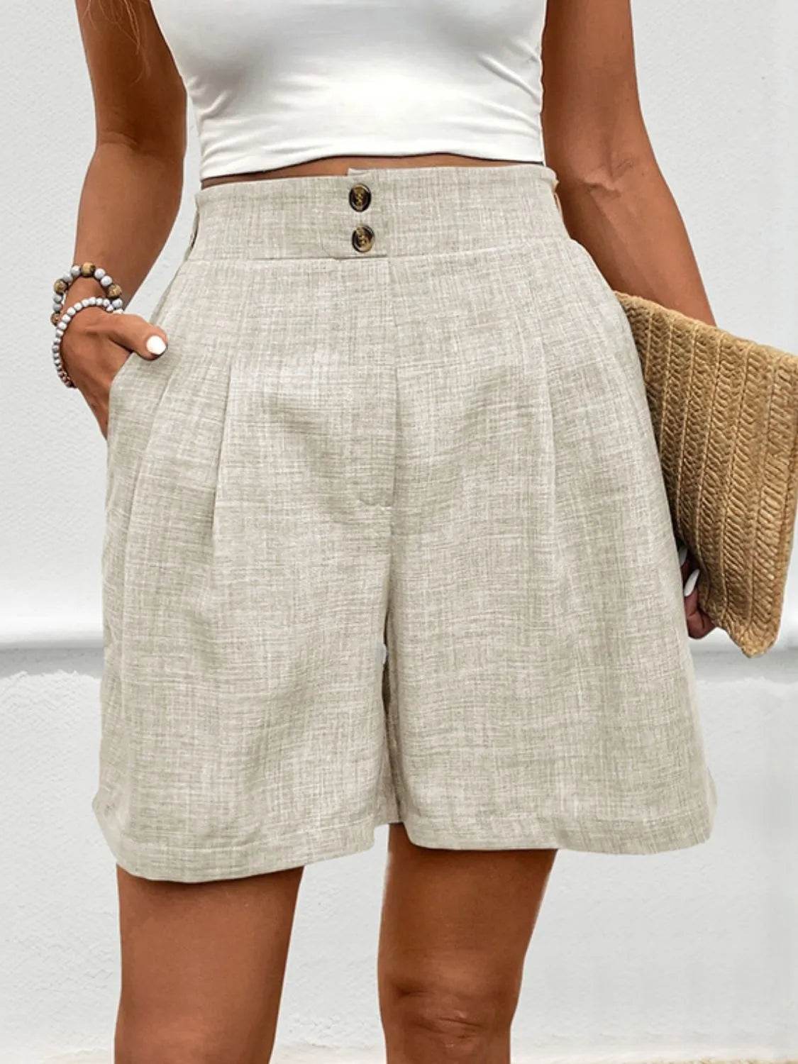 Perfee Frill Shorts with Pockets - Bona Fide Fashion